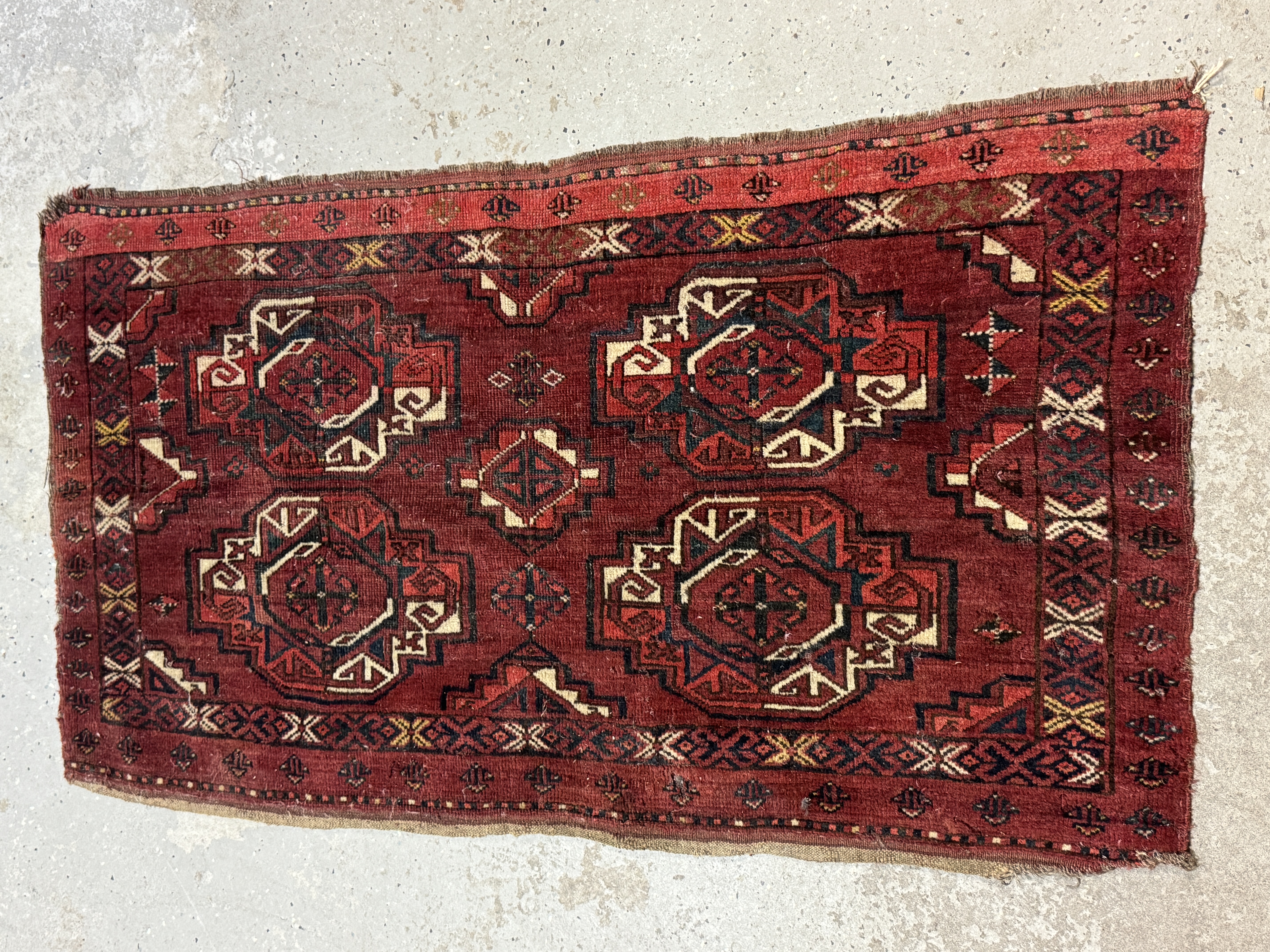 Hand-Knotted Tribal Rug with Geometric Medallion Design