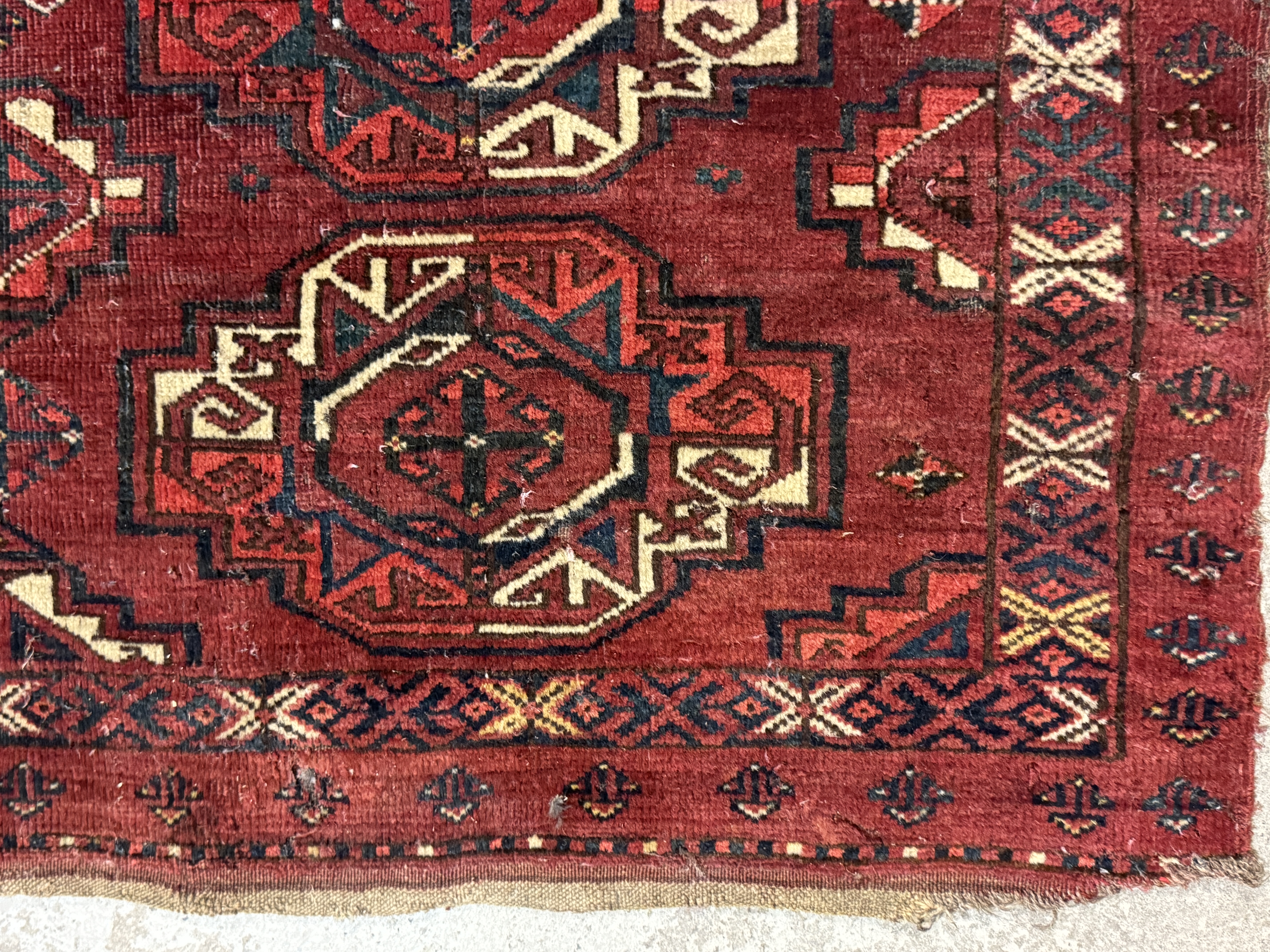 Hand-Knotted Tribal Rug with Geometric Medallion Design