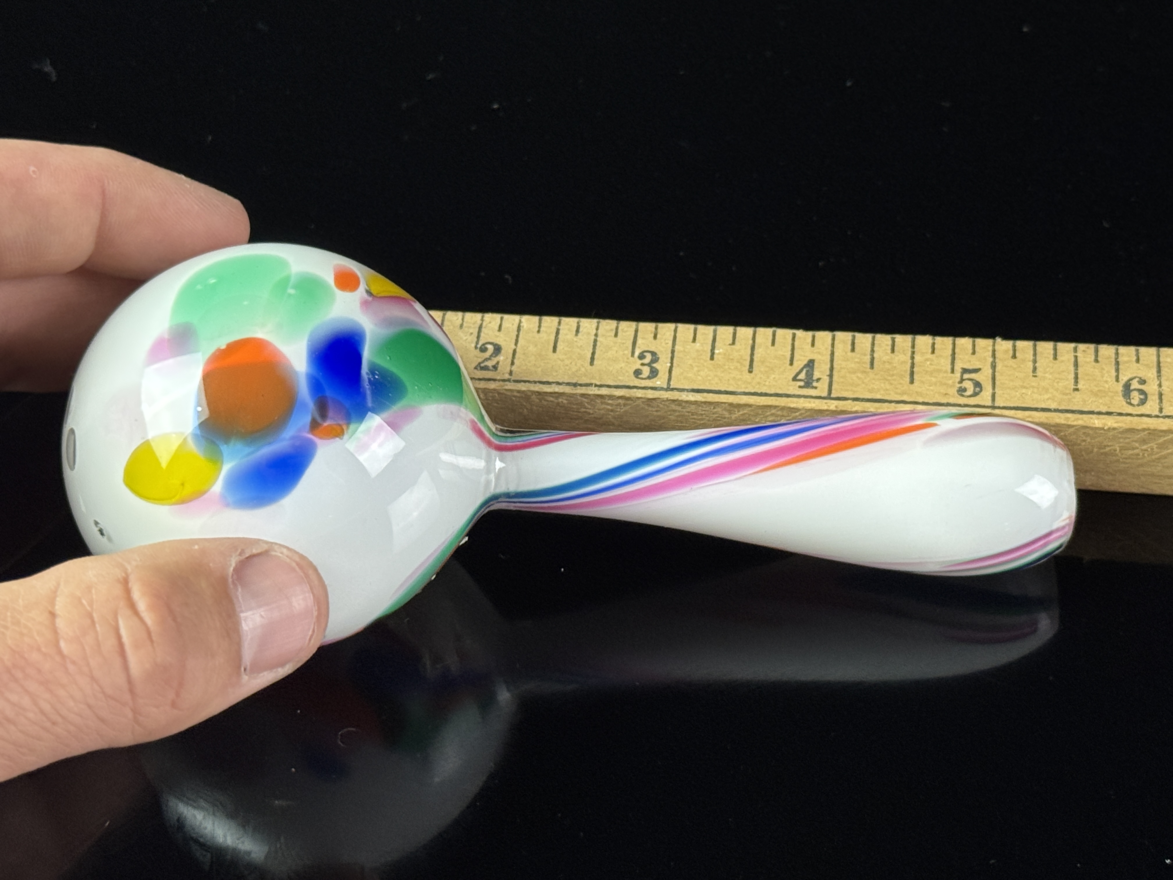 A Hand-Blown Multicolored Glass Sock Darner