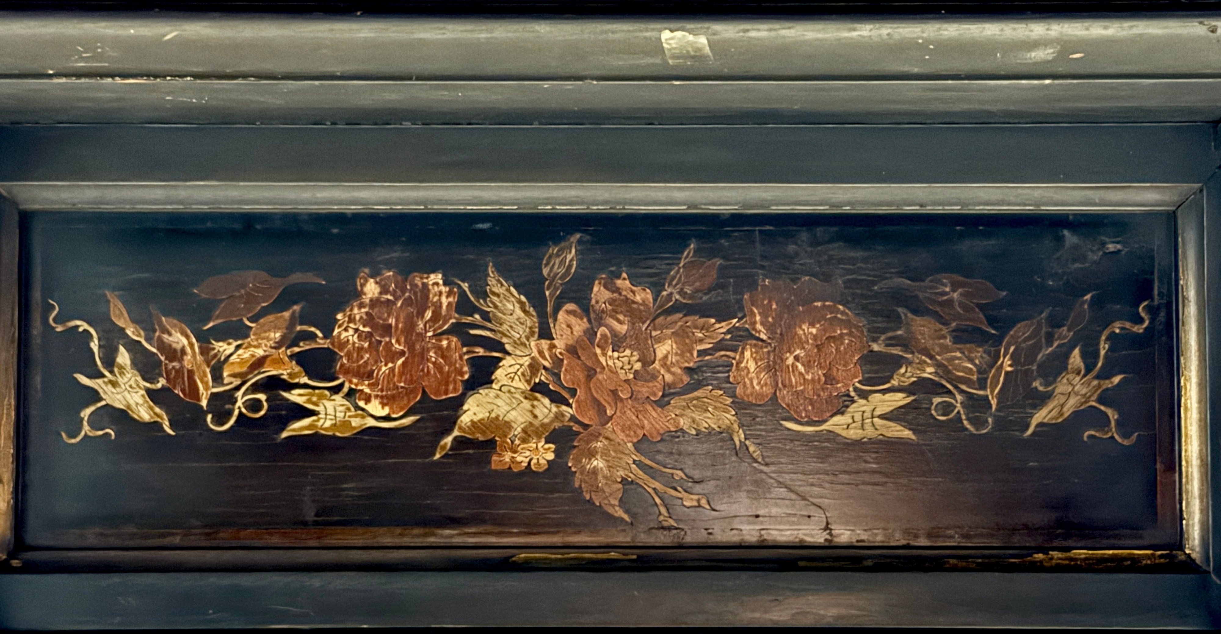 Pottier and Stymus Renaissance Revival Mark Twain Ebonized and Marquetry Fireplace Mantel from the Langdon Mansion