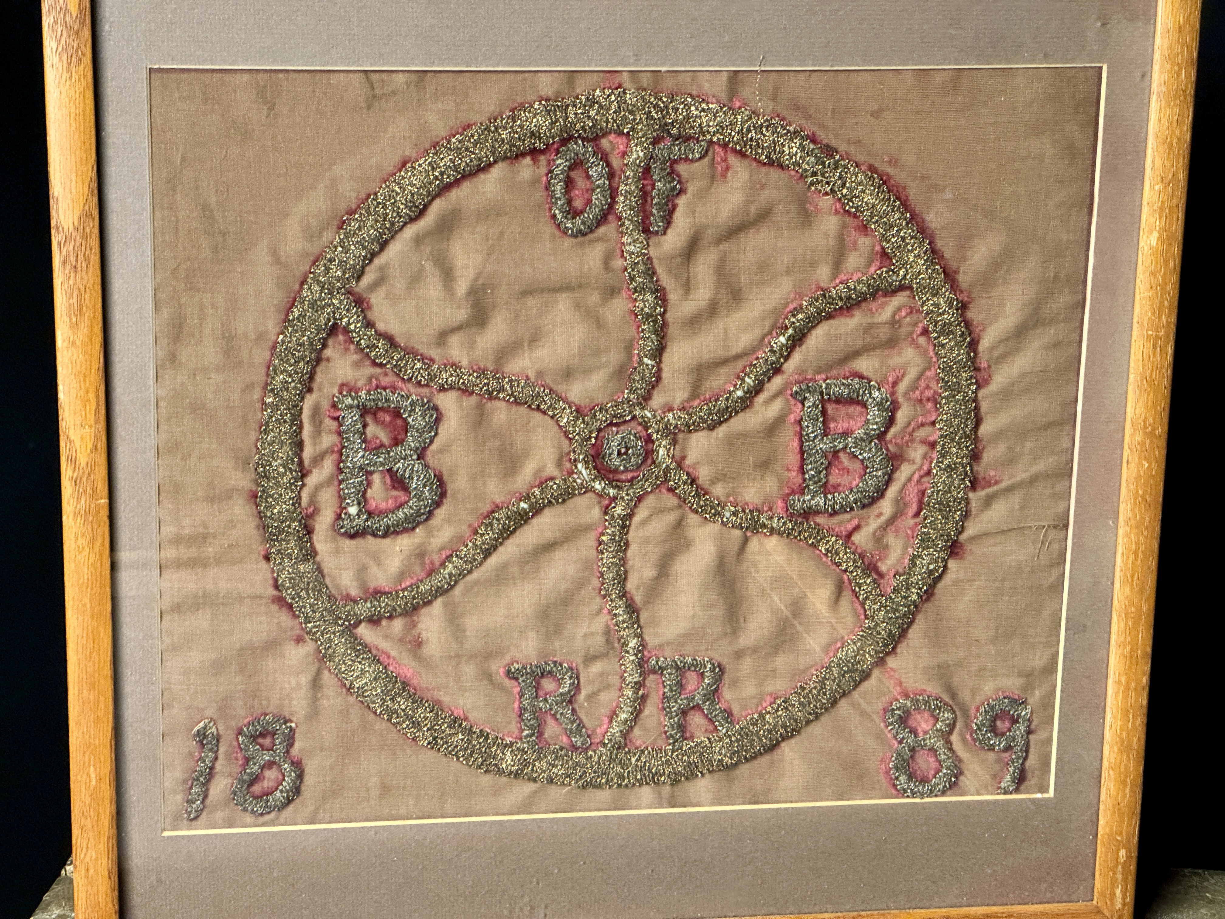 1889 Pair of Framed Brotherhood of Railroad Brakemen Bullion Embroideries