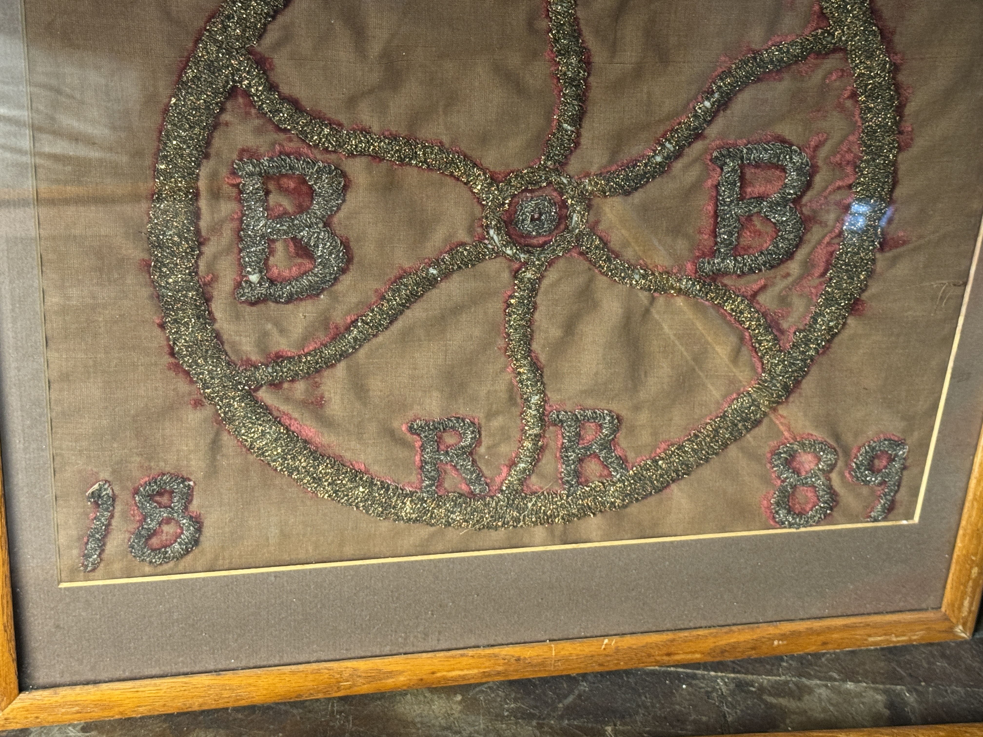 1889 Pair of Framed Brotherhood of Railroad Brakemen Bullion Embroideries