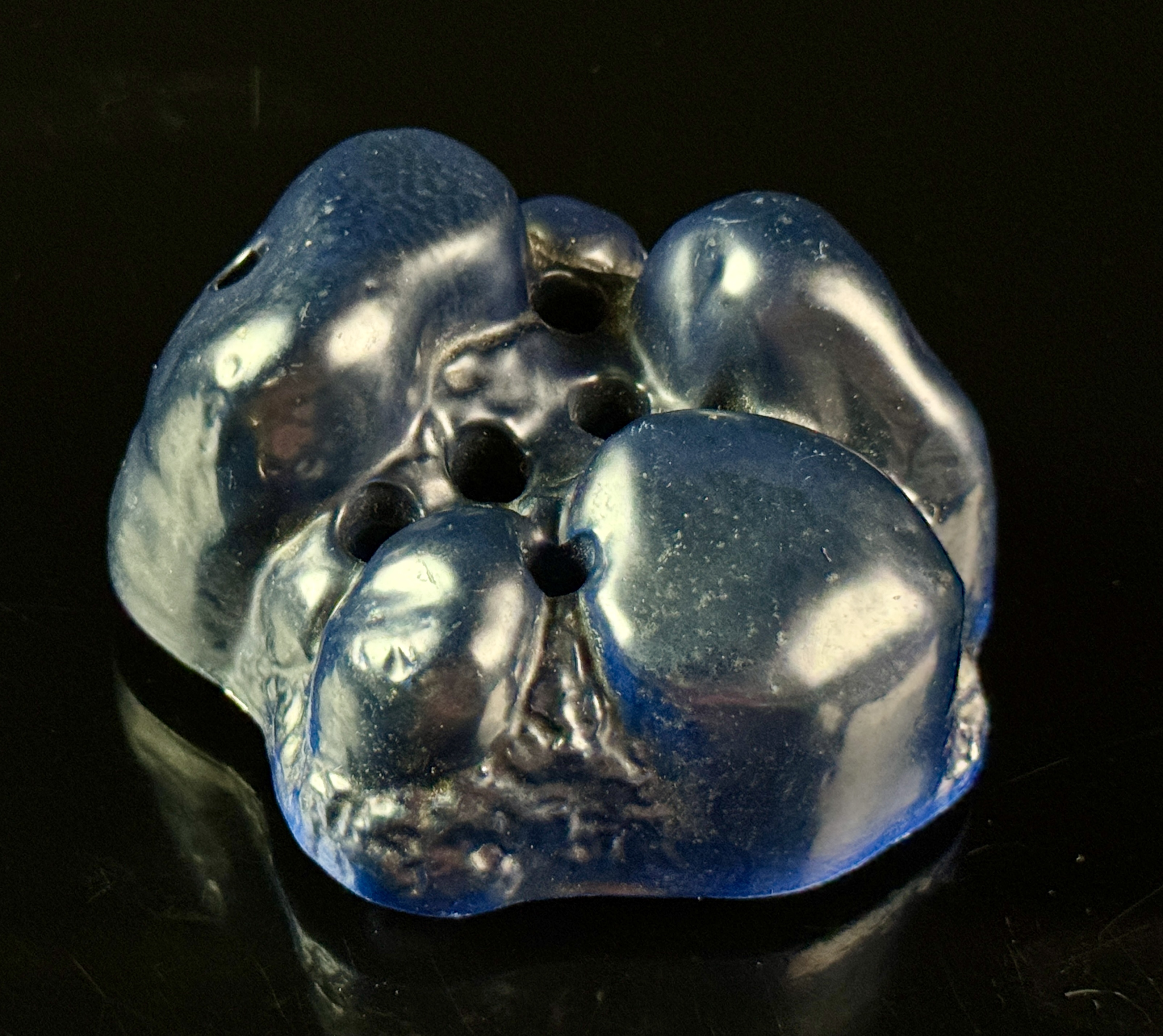 Doulton Iridescent Cobalt Blue Luster Ceramic Flower Frog