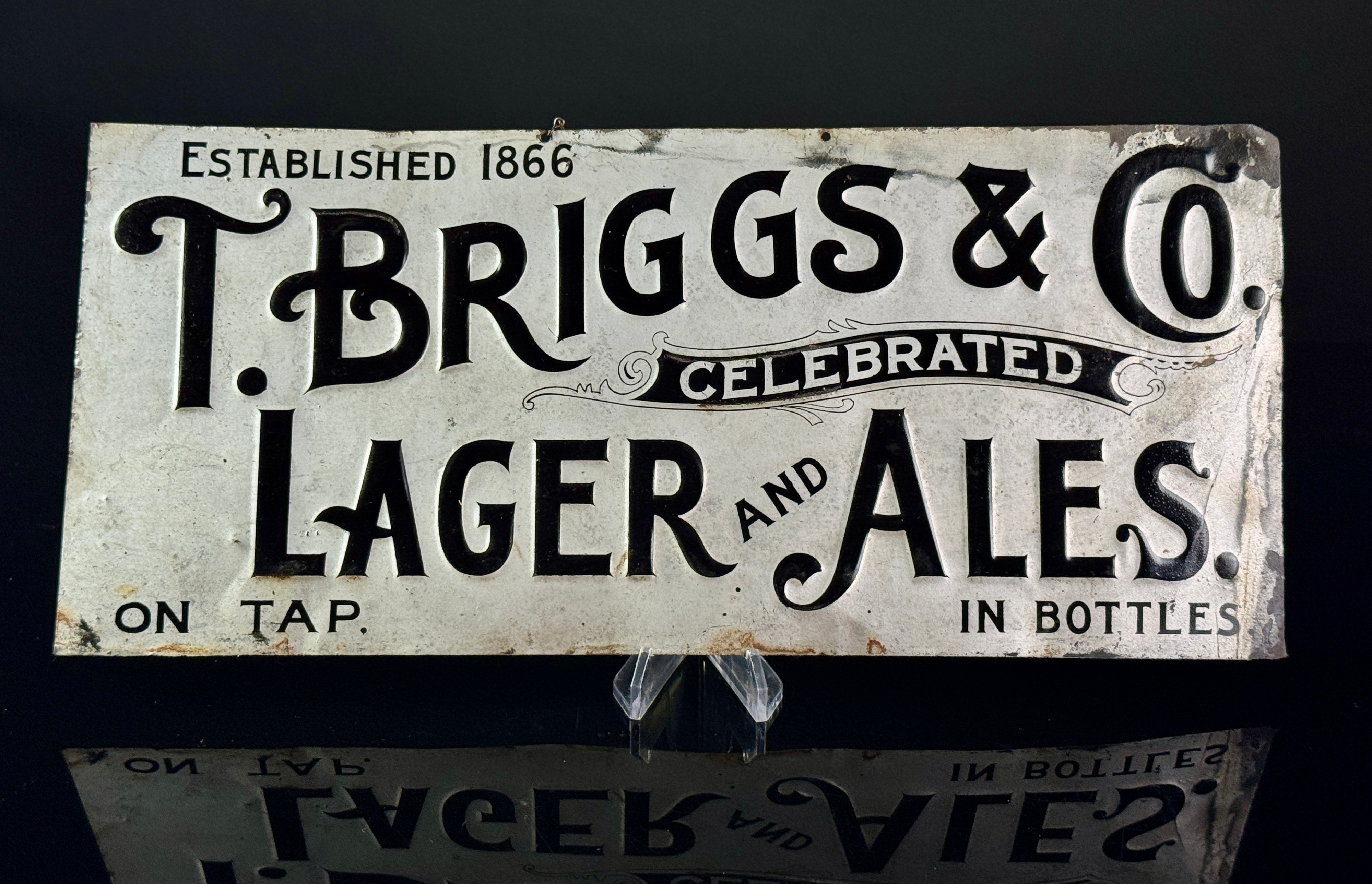 Pre Prohibition T. Briggs and Co. Celebrated Lager and Ales Sign