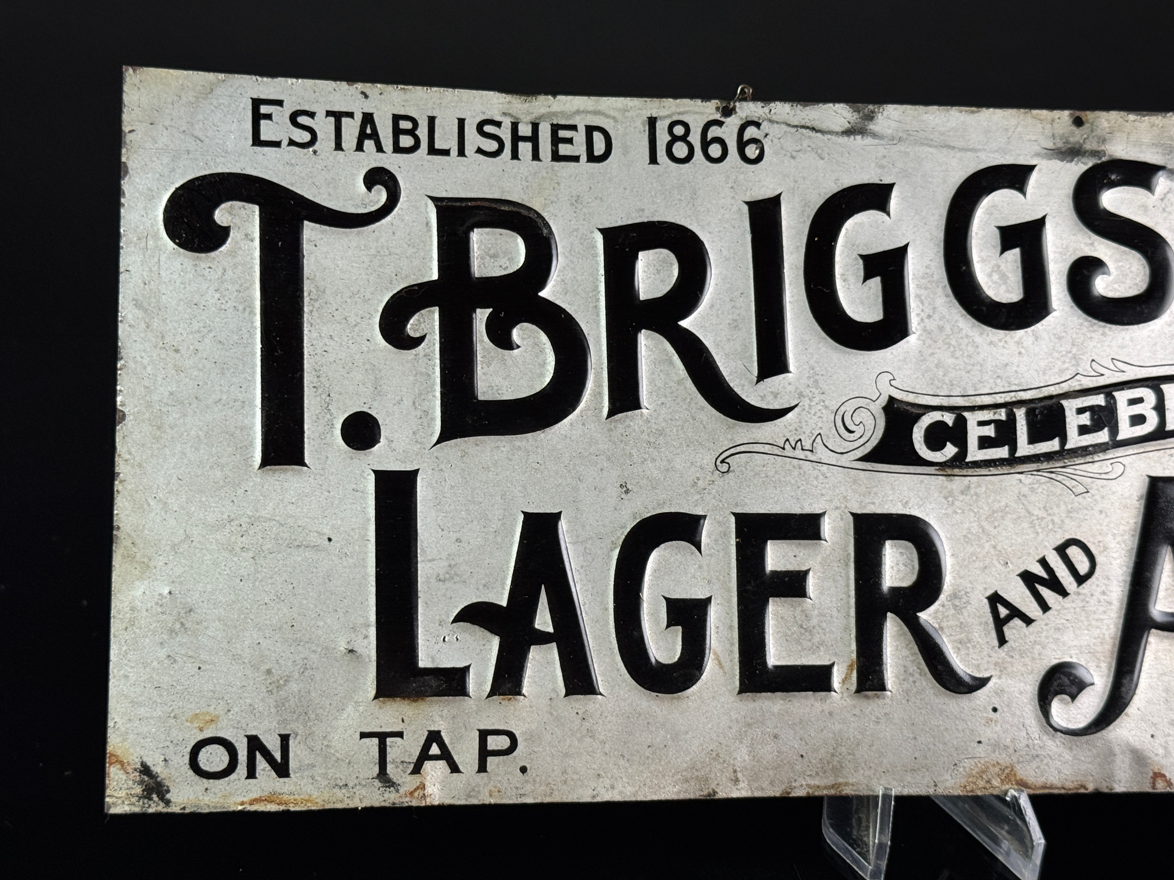 Pre Prohibition T. Briggs and Co. Celebrated Lager and Ales Sign