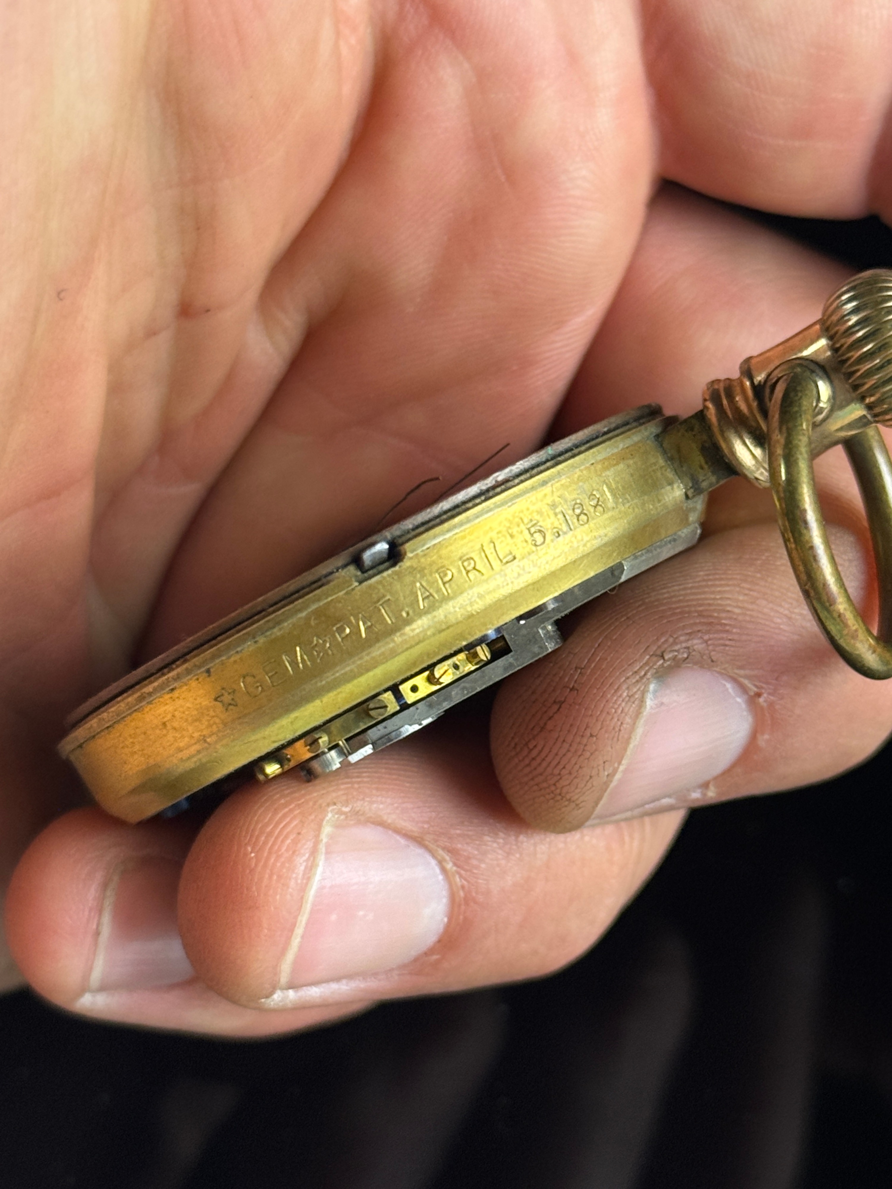 Hampden Watch Co 18-Size Gold-Filled Sidewinder Pocket Watch Runs