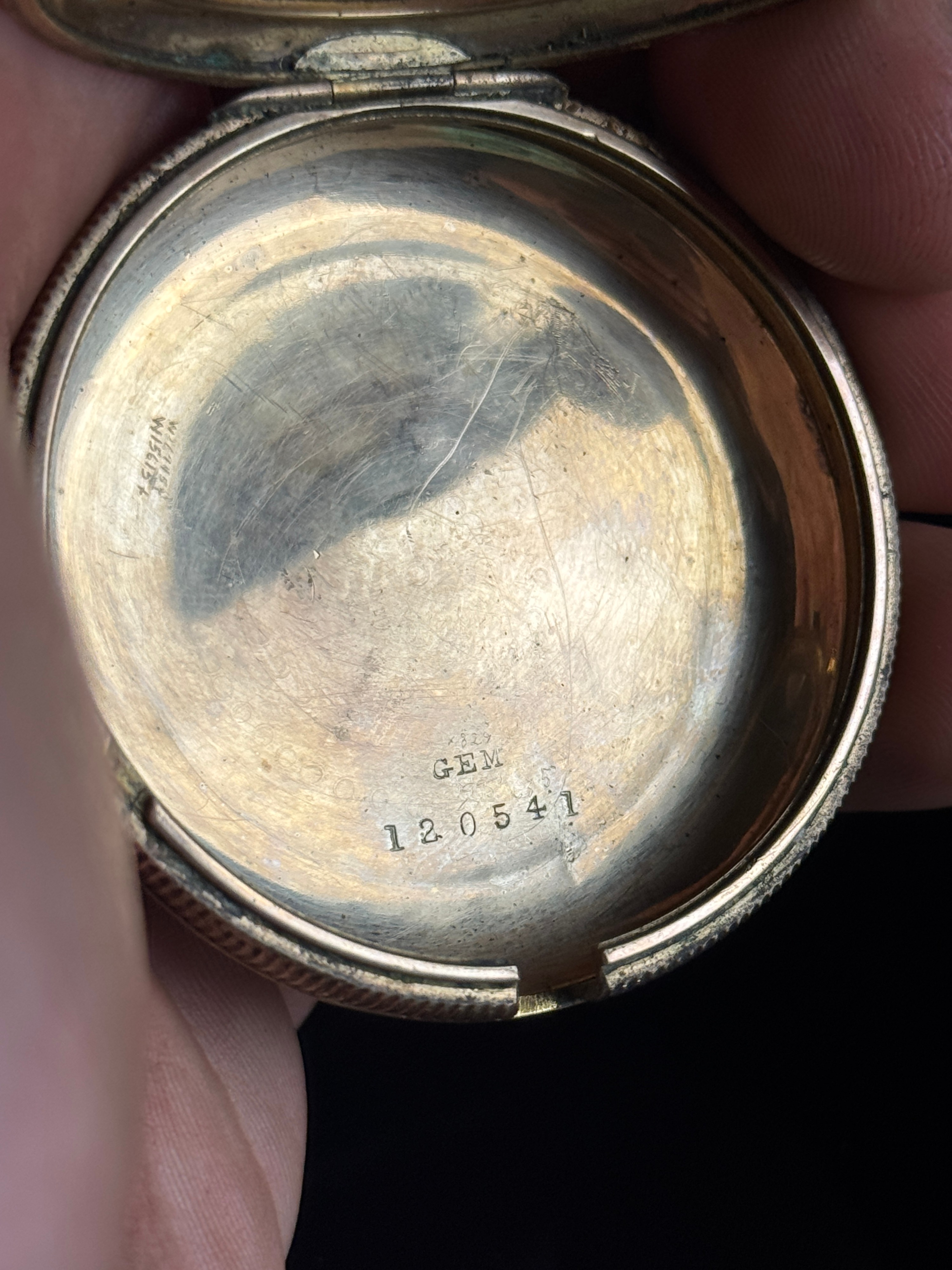 Hampden Watch Co 18-Size Gold-Filled Sidewinder Pocket Watch Runs