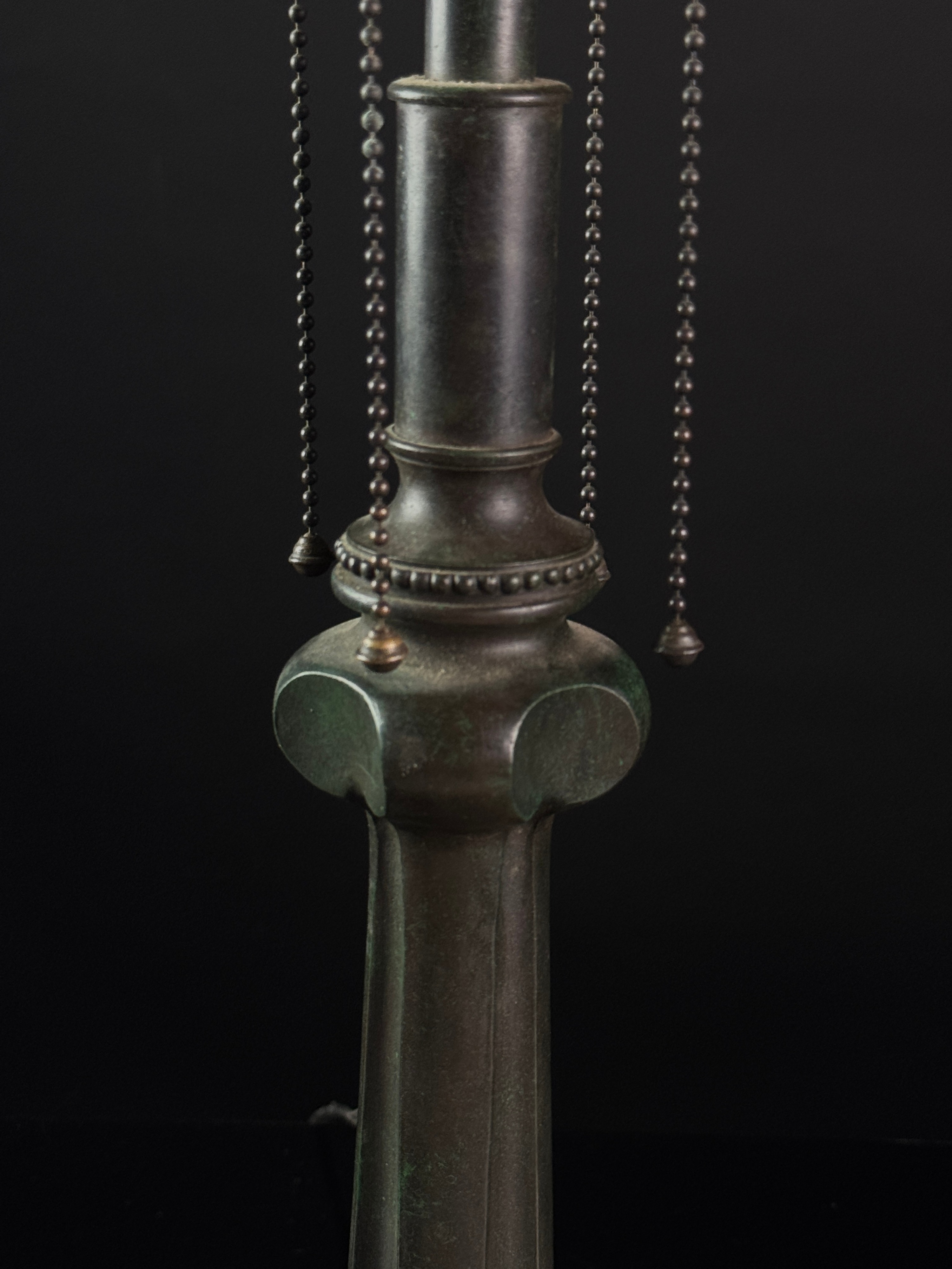 Arts and Crafts Cast Bronze Four-Light Table Lamp Base with Foliate Feet
