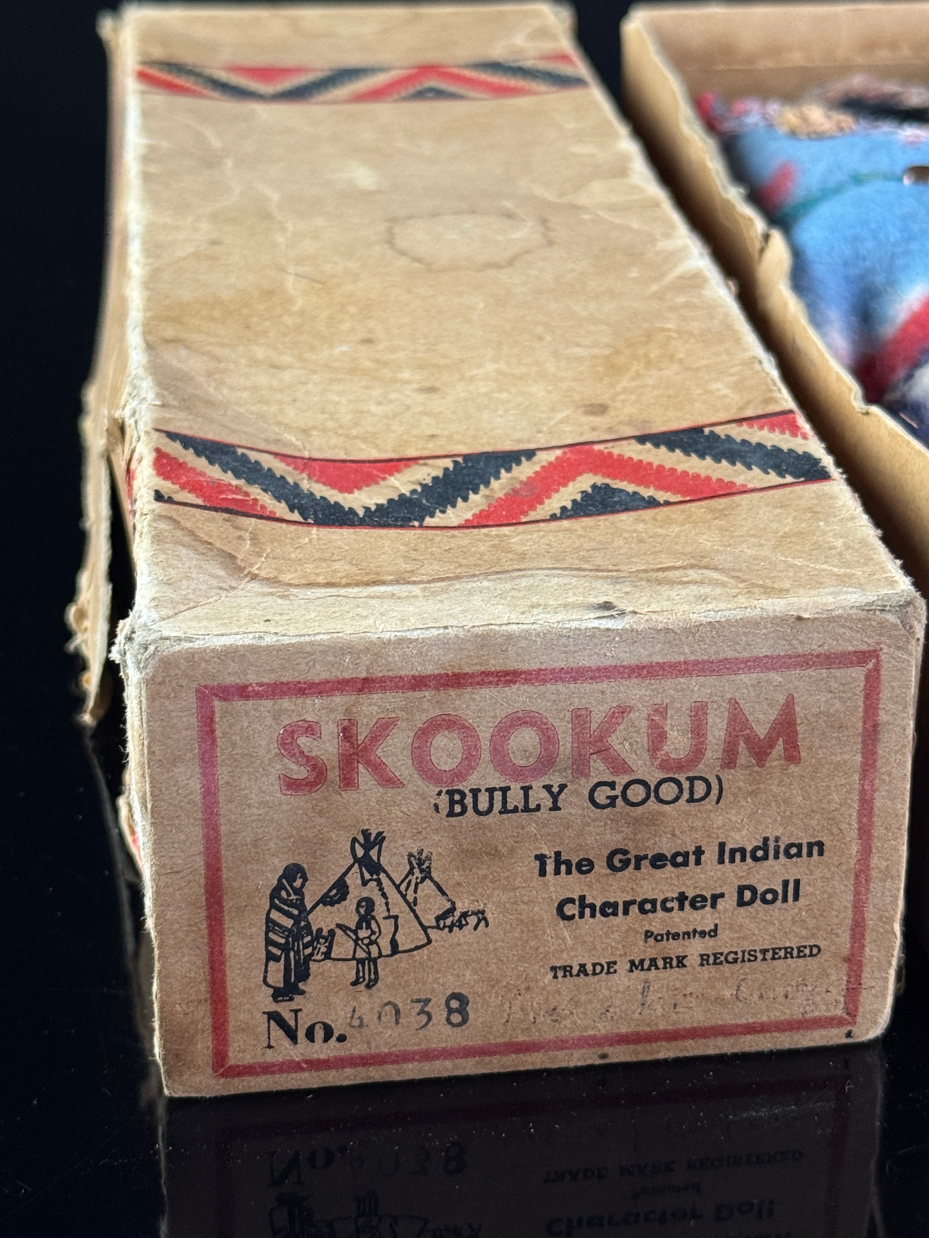 Vintage Skookum Bully Good Indian Character Doll with Original Box and Papoose