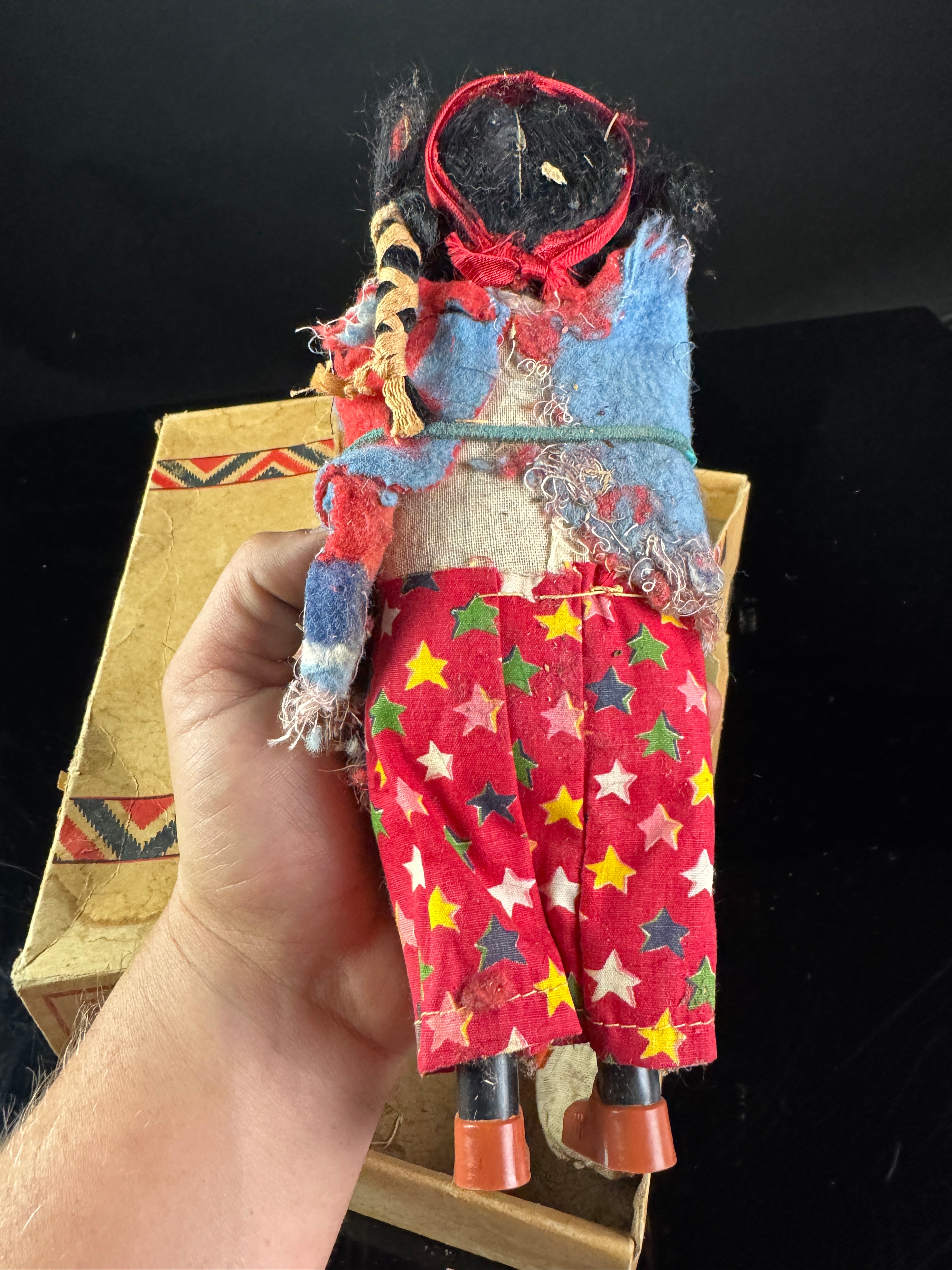 Vintage Skookum Bully Good Indian Character Doll with Original Box and Papoose