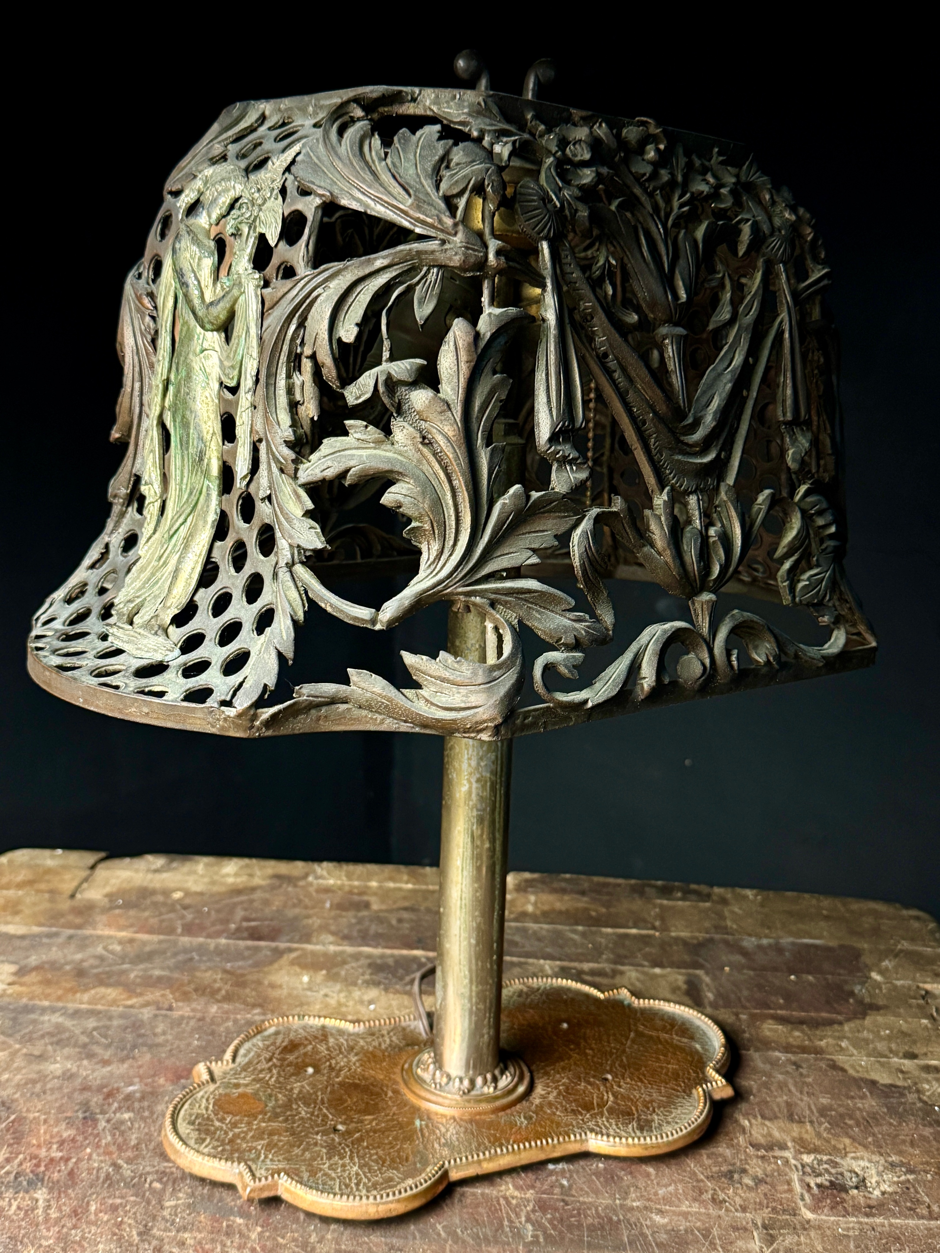 Neoclassical Revival Cast Iron and Nickel Plated Table Lamp