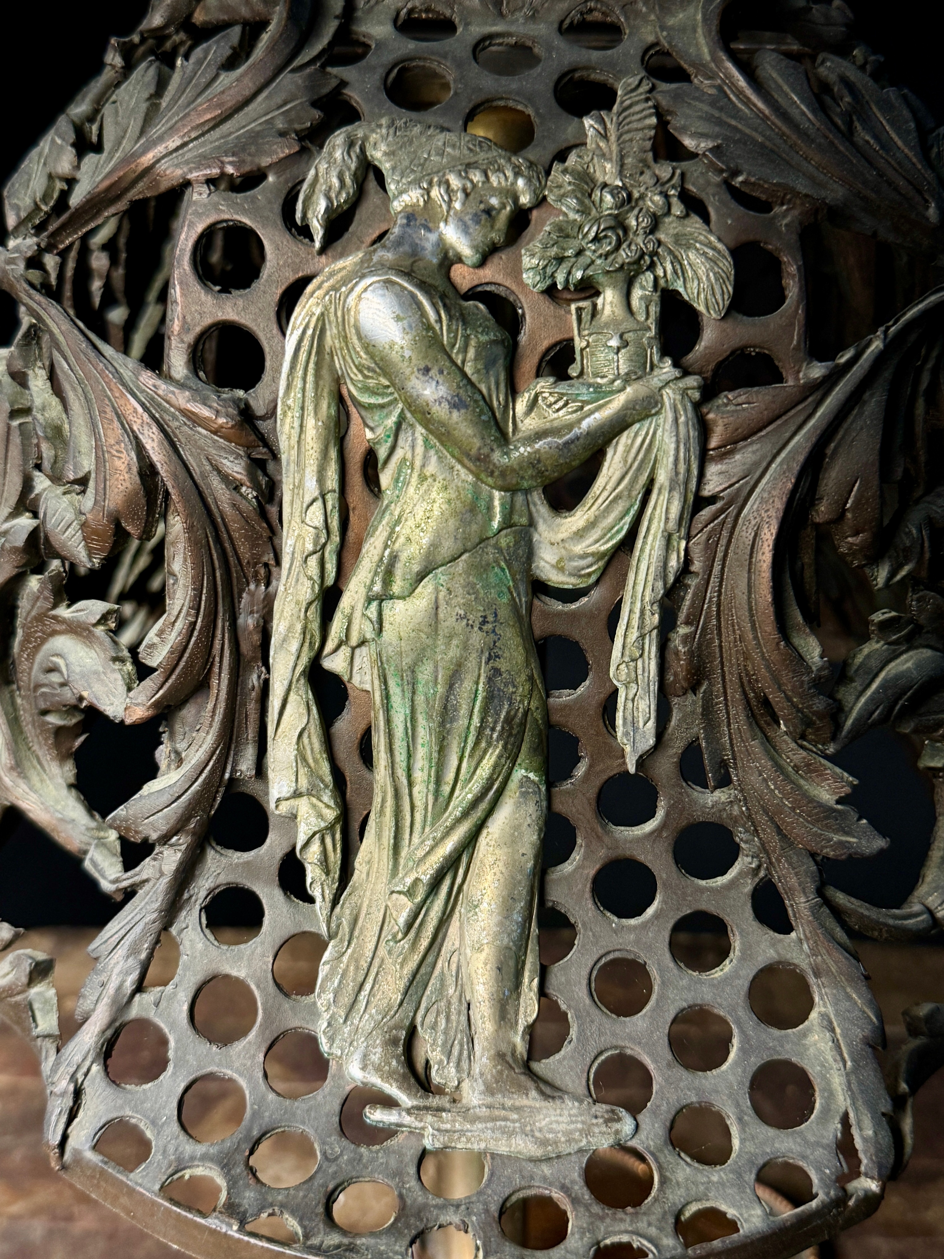 Neoclassical Revival Cast Iron and Nickel Plated Table Lamp
