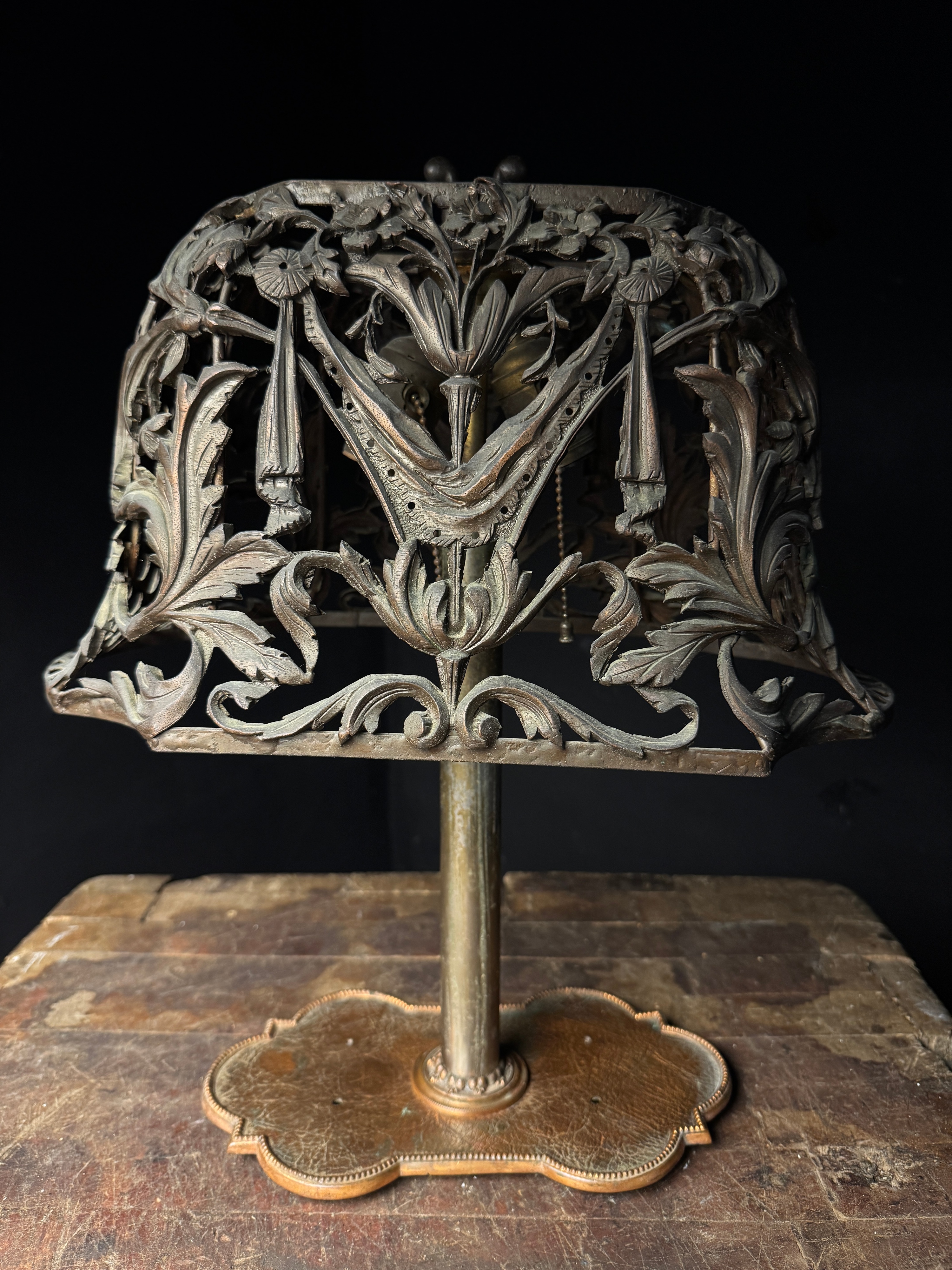 Neoclassical Revival Cast Iron and Nickel Plated Table Lamp
