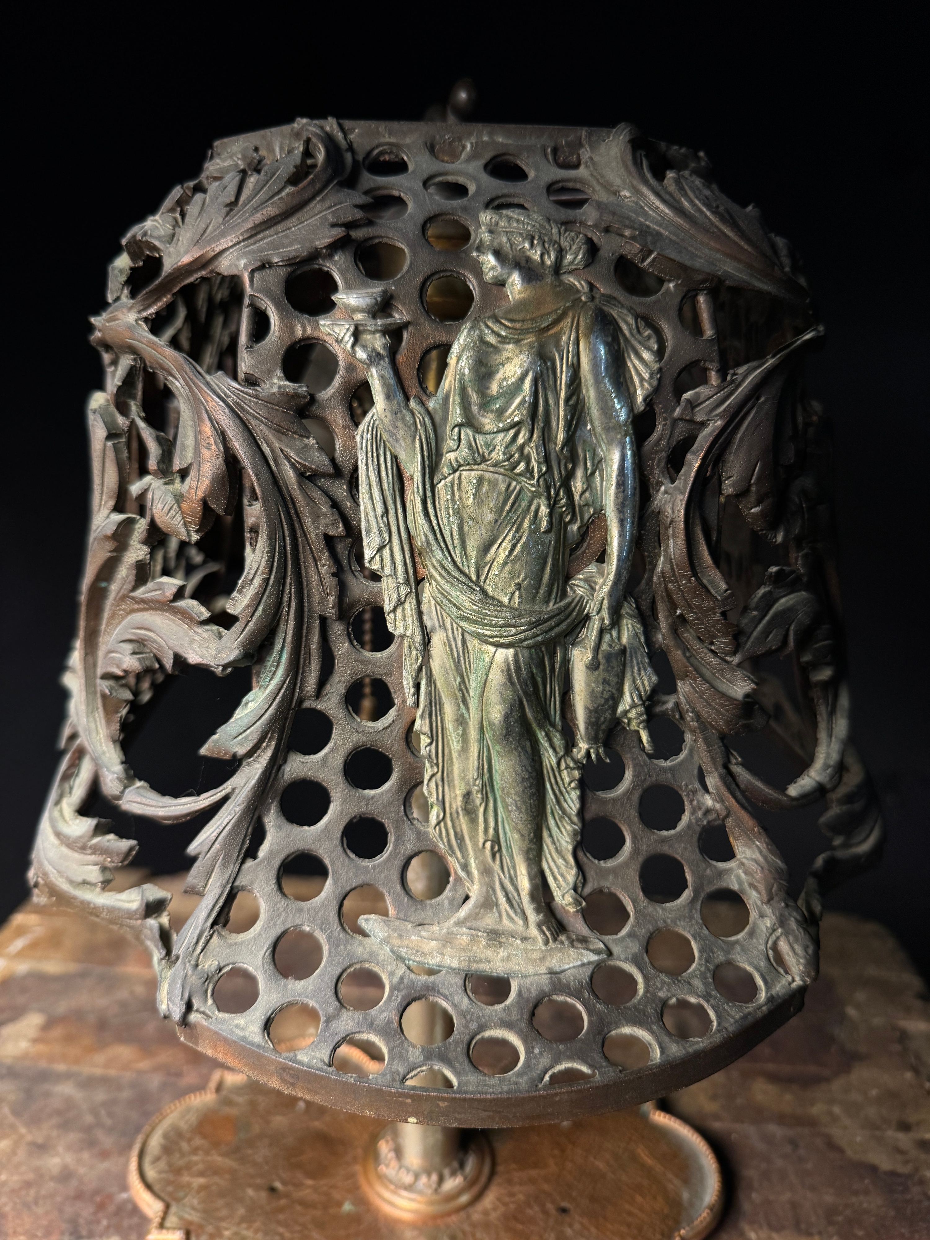 Neoclassical Revival Cast Iron and Nickel Plated Table Lamp