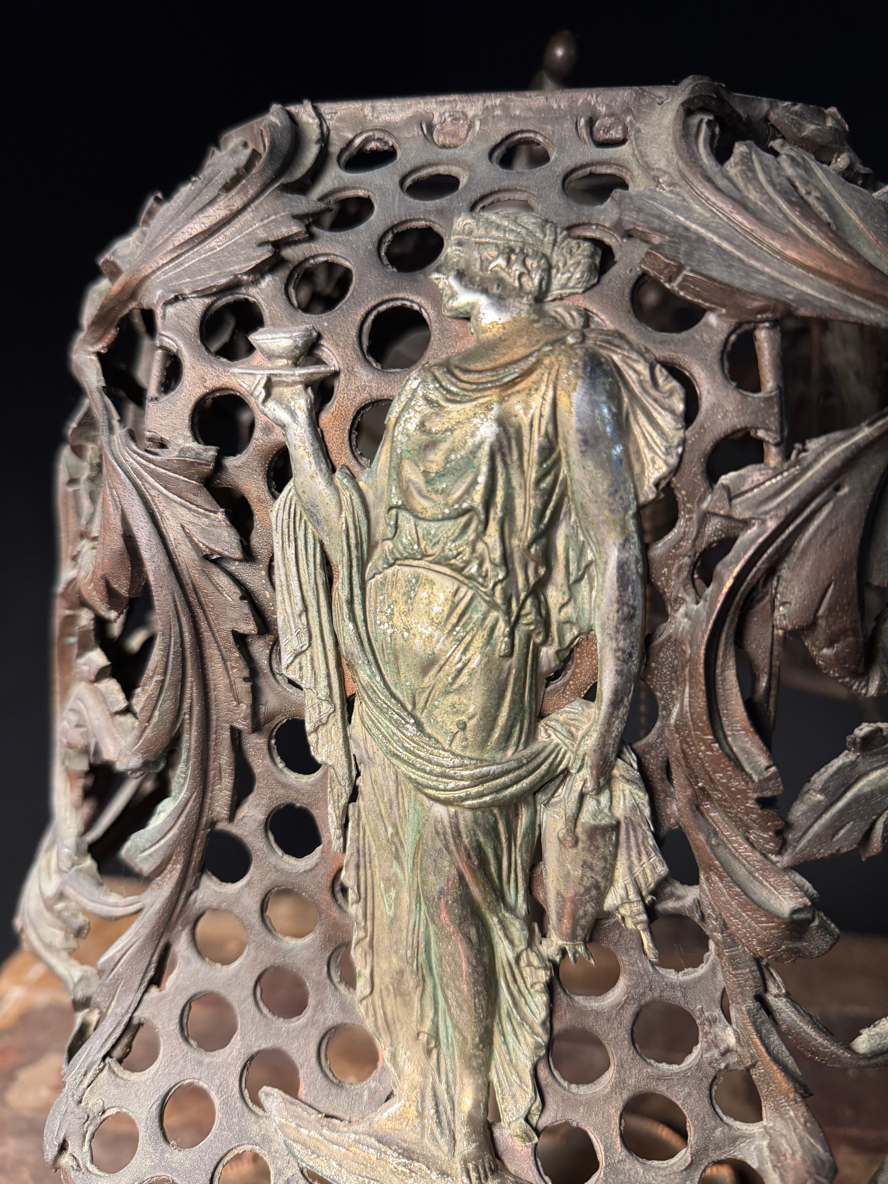 Neoclassical Revival Cast Iron and Nickel Plated Table Lamp