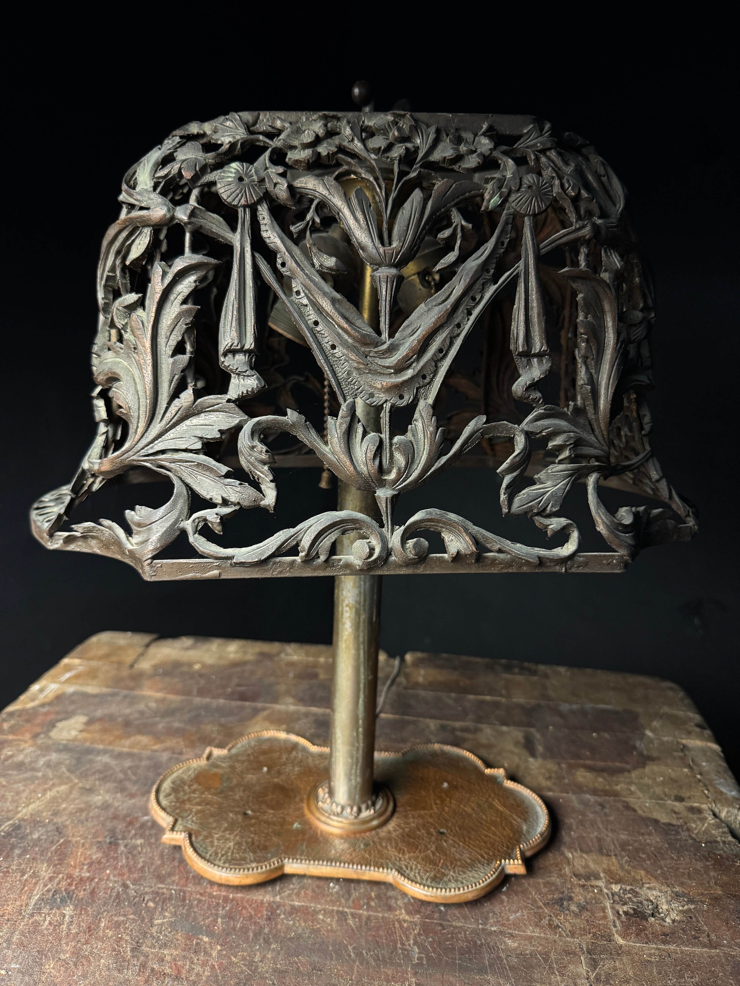 Neoclassical Revival Cast Iron and Nickel Plated Table Lamp