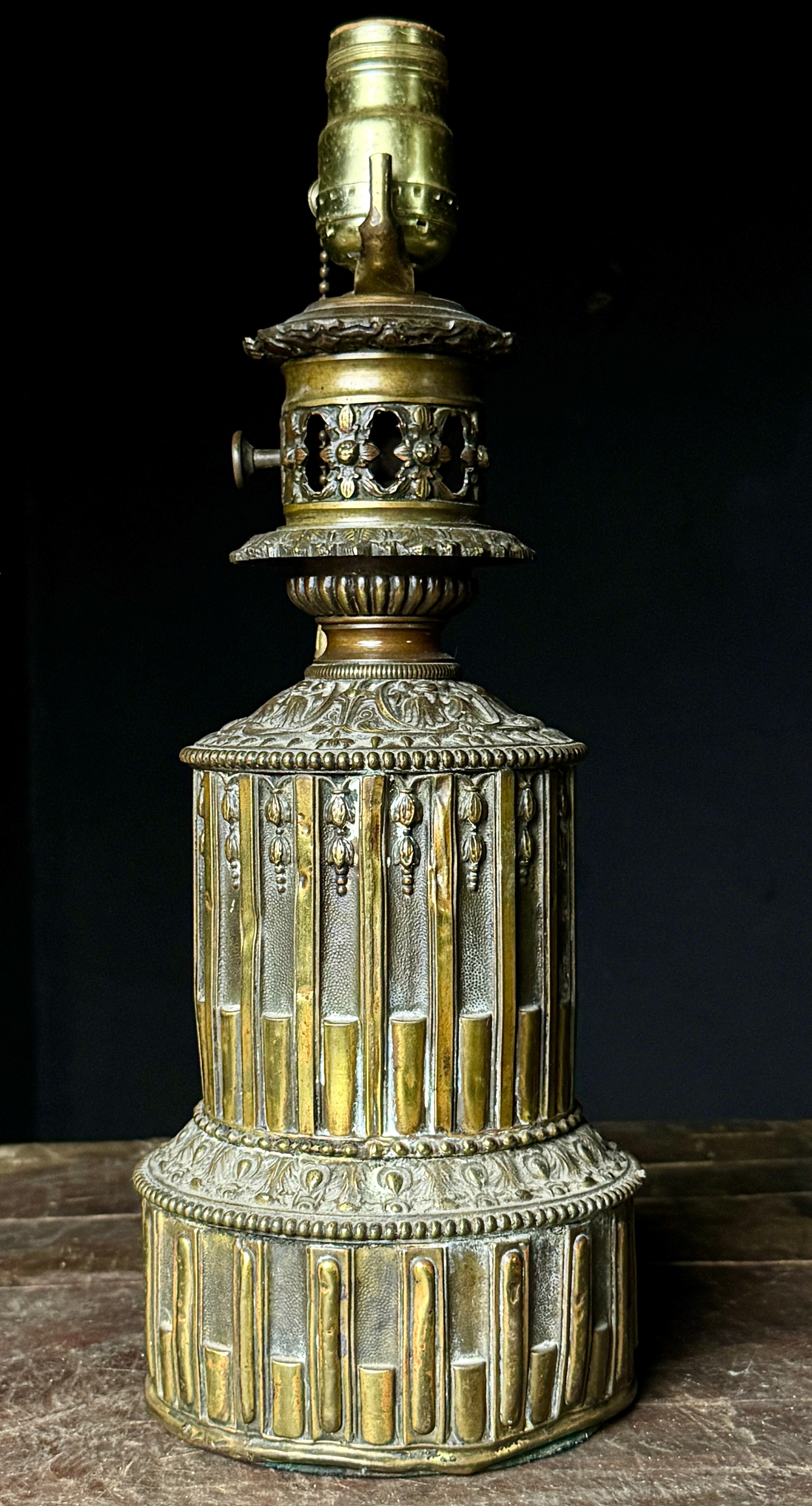 Neoclassical Style Converted Cast Metal Table Lamp Base