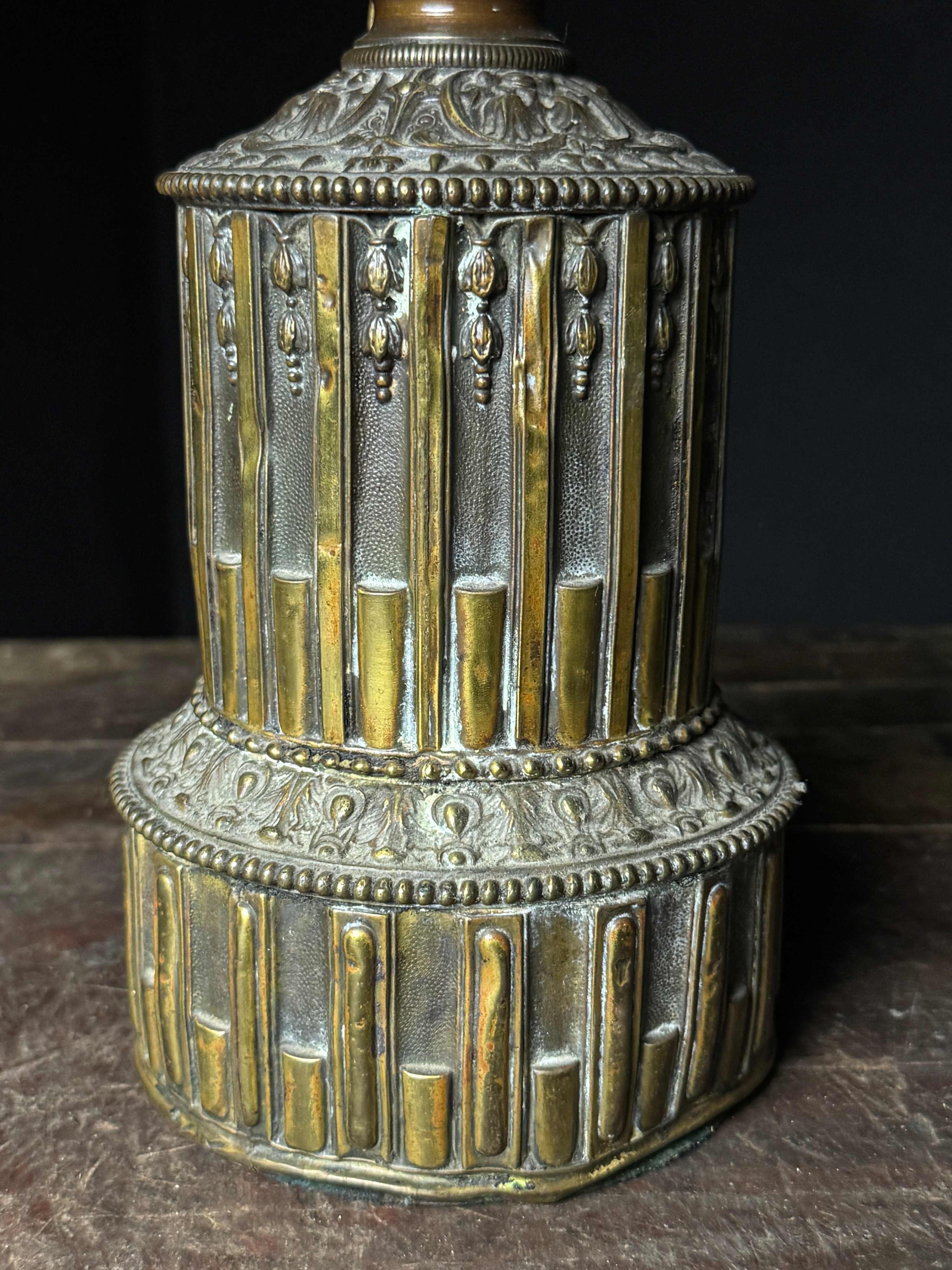 Neoclassical Style Converted Cast Metal Table Lamp Base