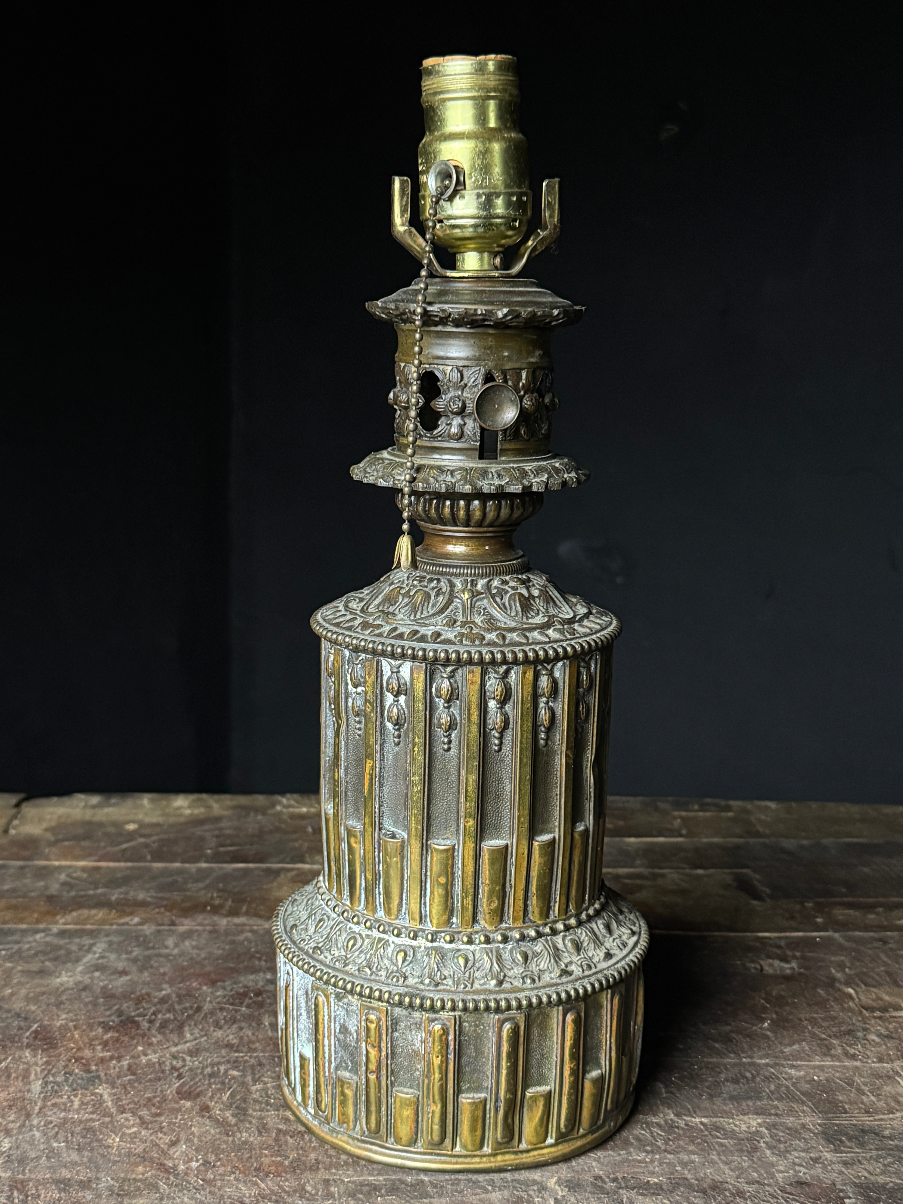 Neoclassical Style Converted Cast Metal Table Lamp Base