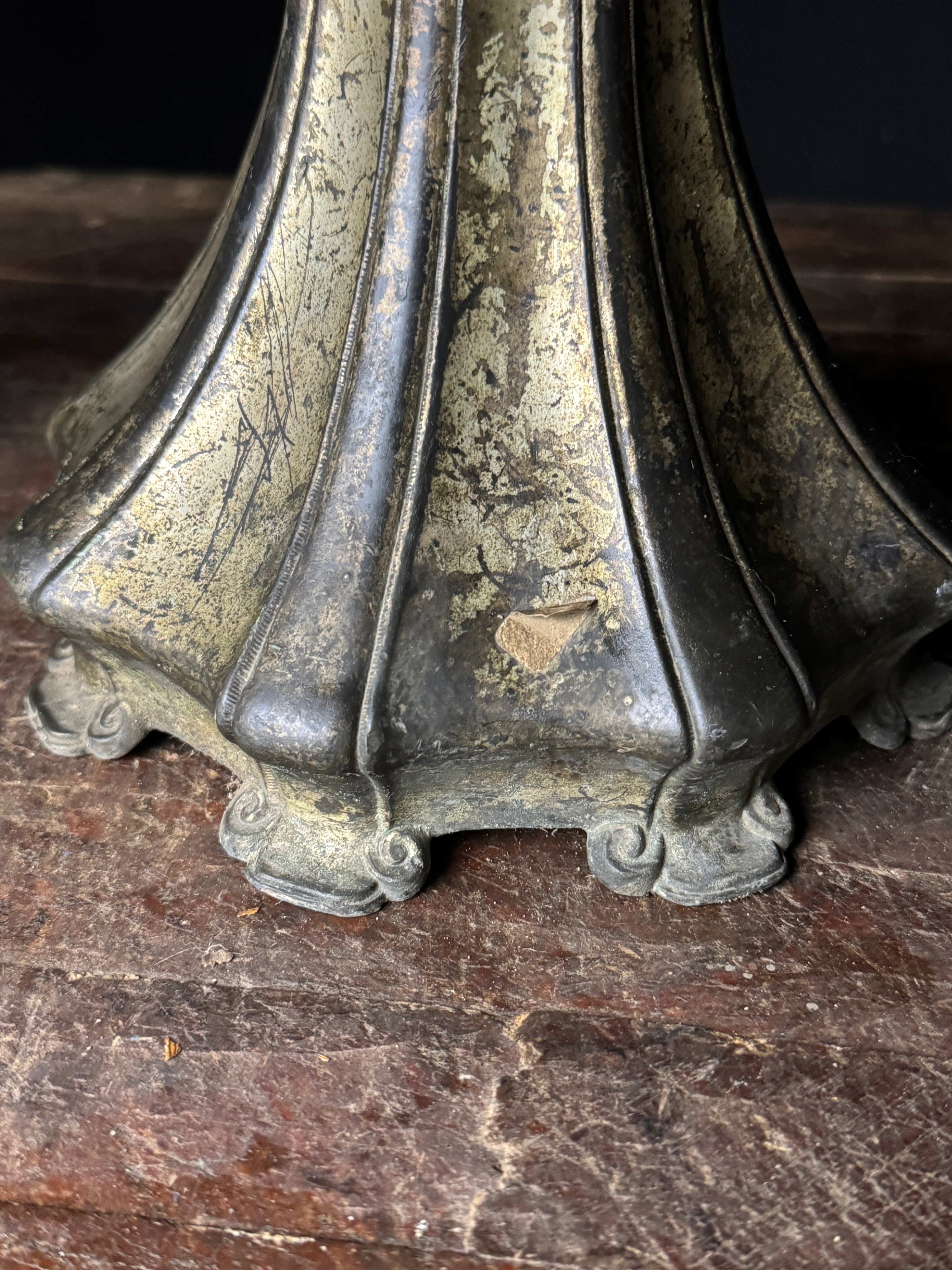 Art Nouveau Style Nickel Plated Cast Bronze Table Lamp Base