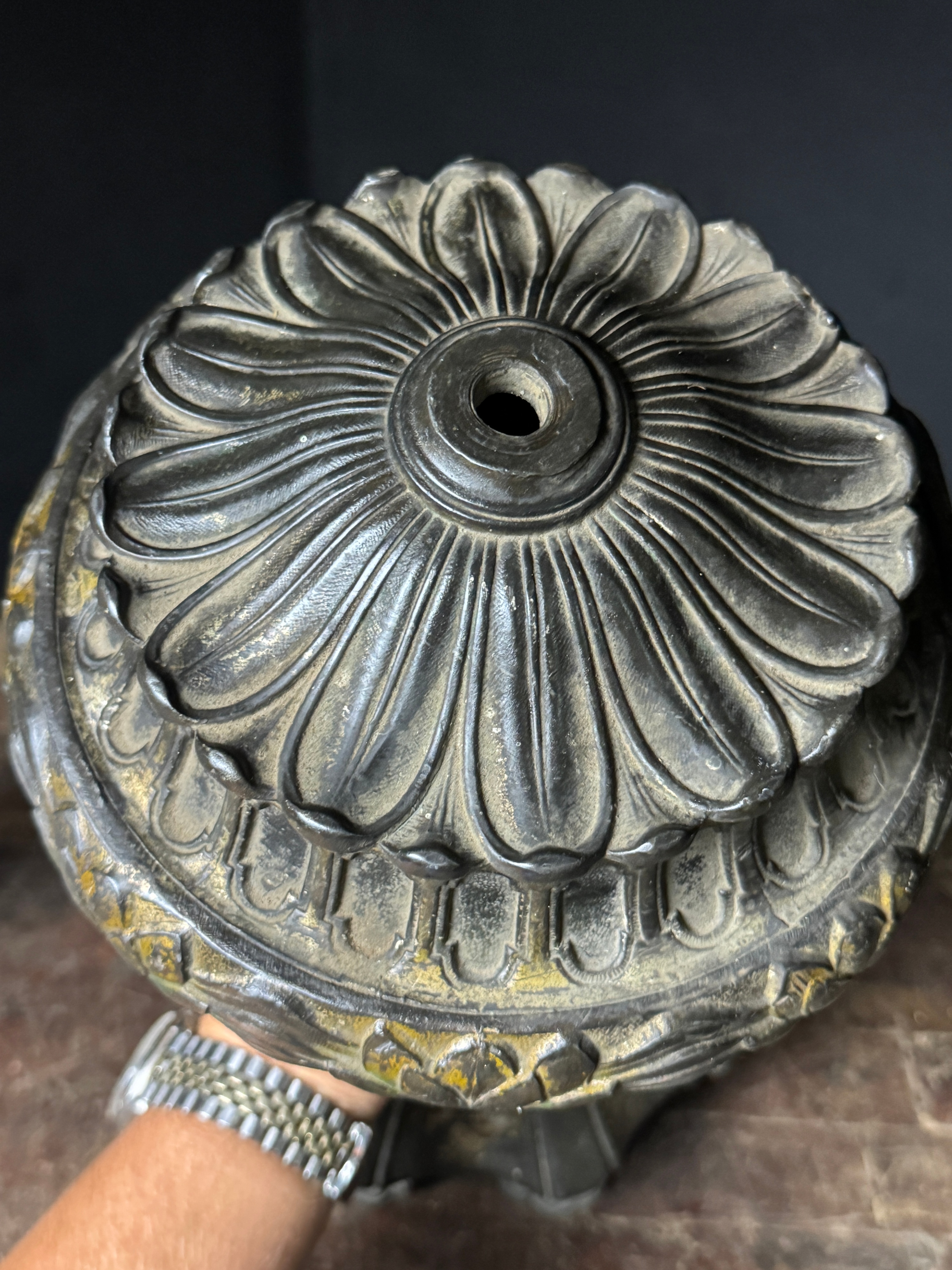 Art Nouveau Style Nickel Plated Cast Bronze Table Lamp Base