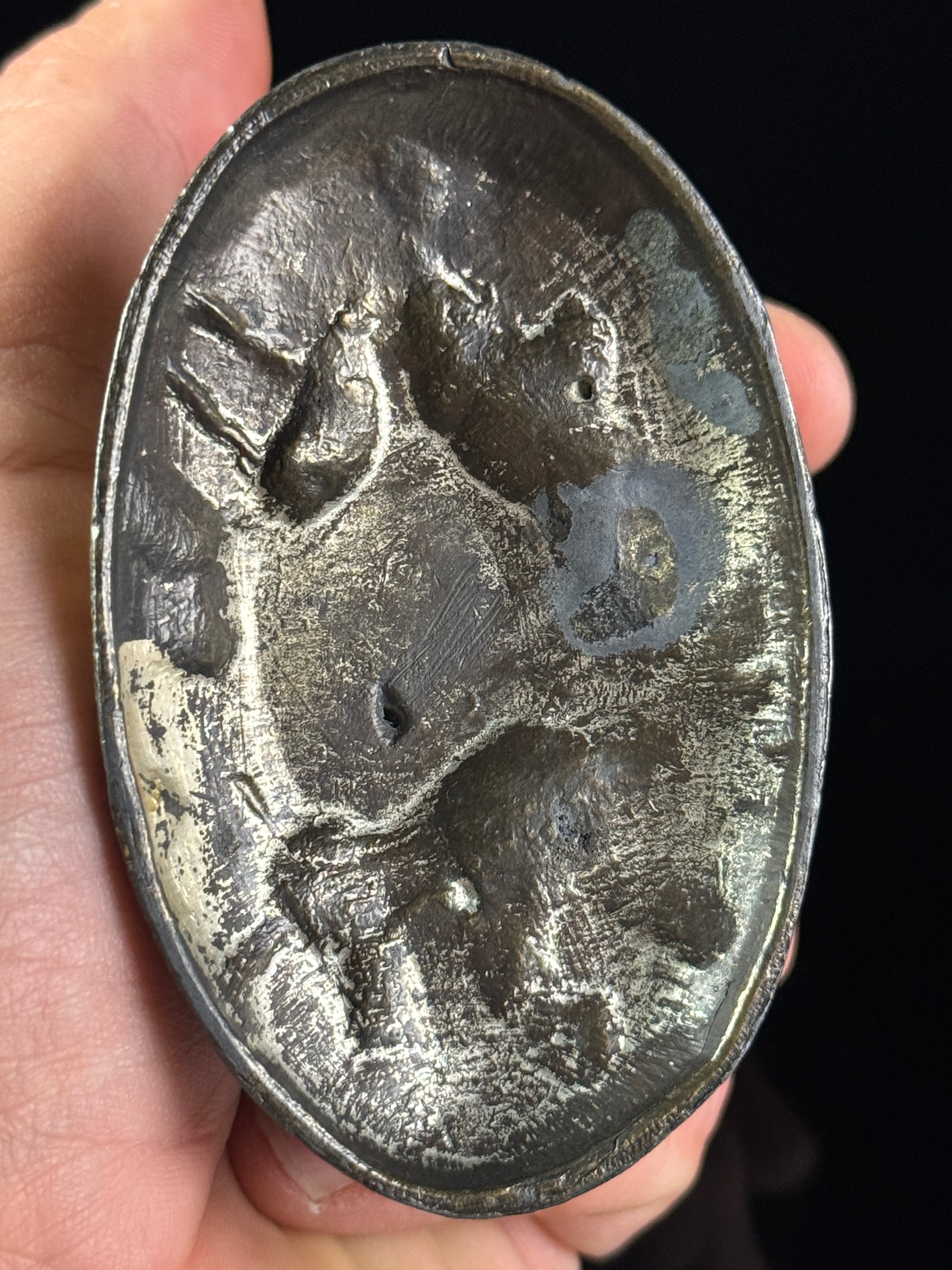 Antique Gilt Spelter Figural Bear Master Salt with Glass Liner