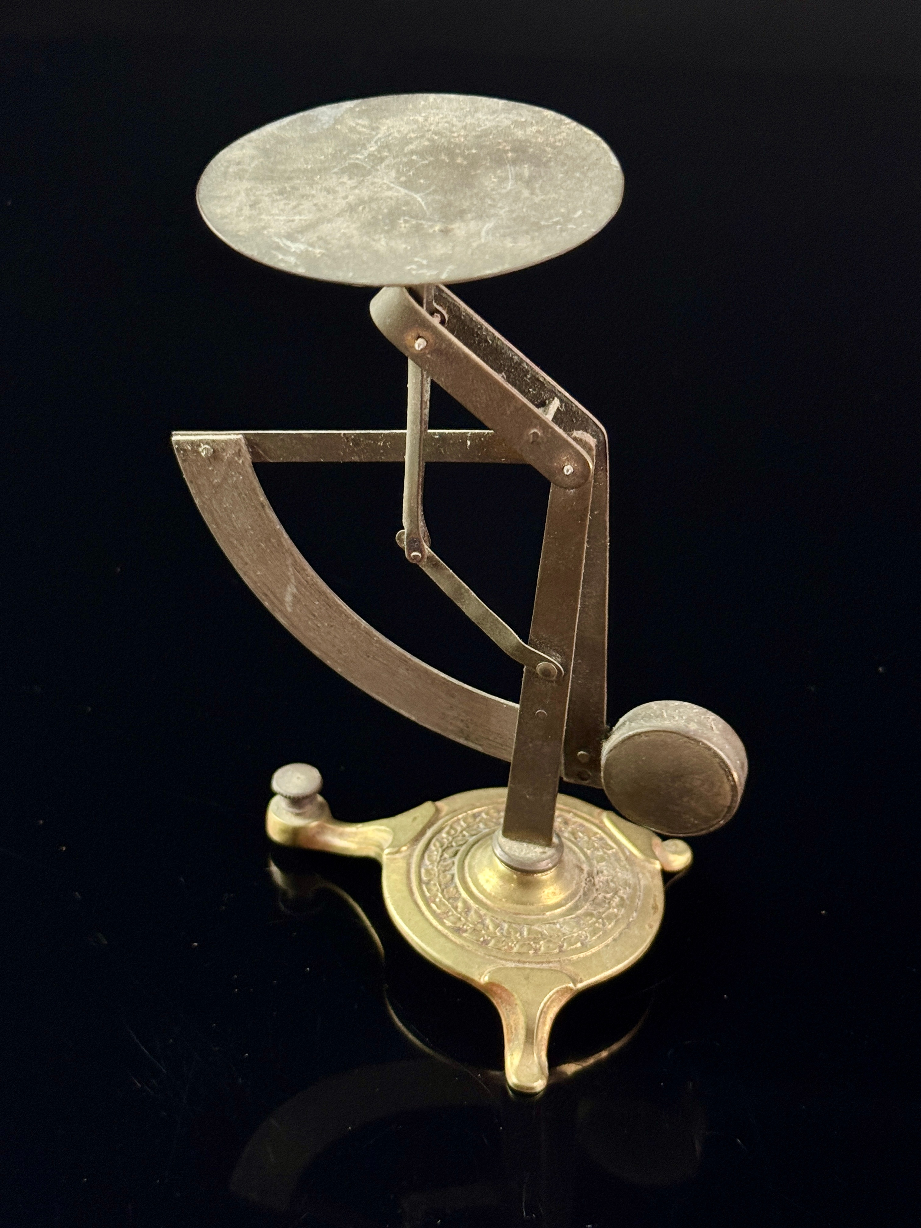 Antique French Ornate Brass Pendulum Equipoise Postal Scale