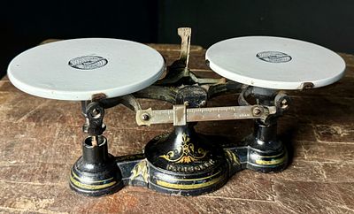 Antique Fairbanks Standard Double Pan Balance Scale with Porcelain Pans. An antique Fairbanks 