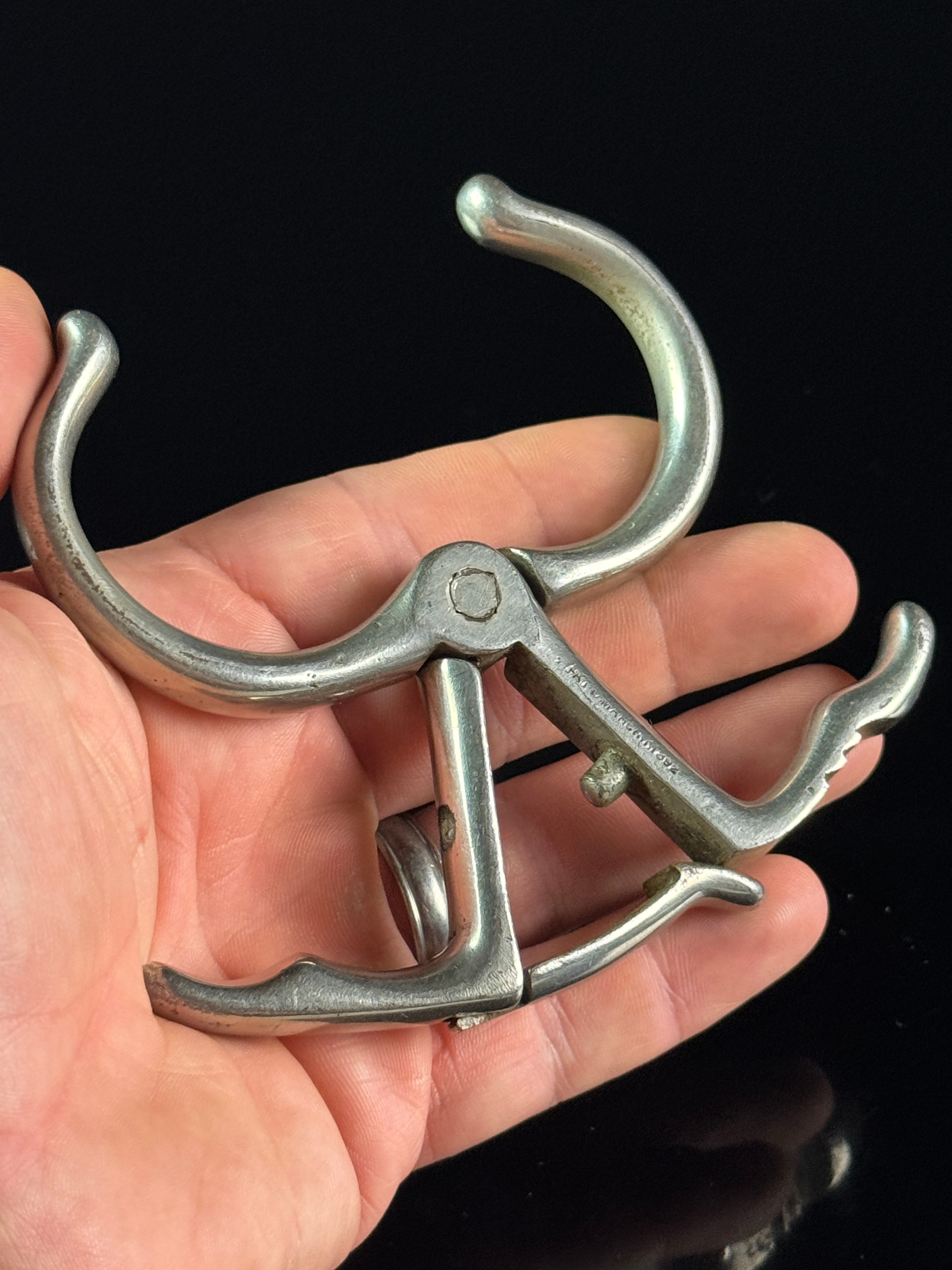 1892 Patent Nickel-Plated Iron Claw Handcuff