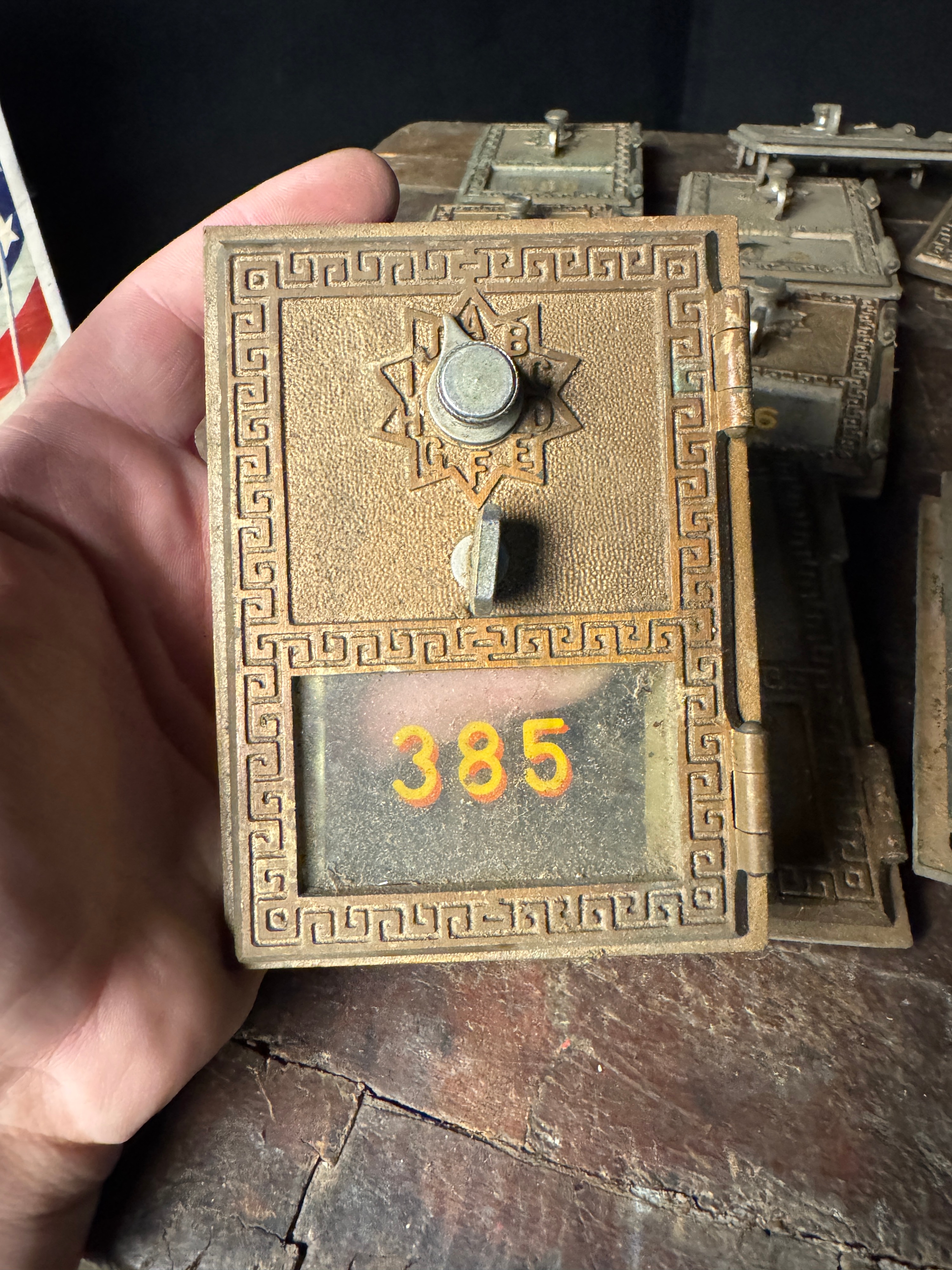 A Group of National Cast Brass Post Office Box Doors Dated 1955