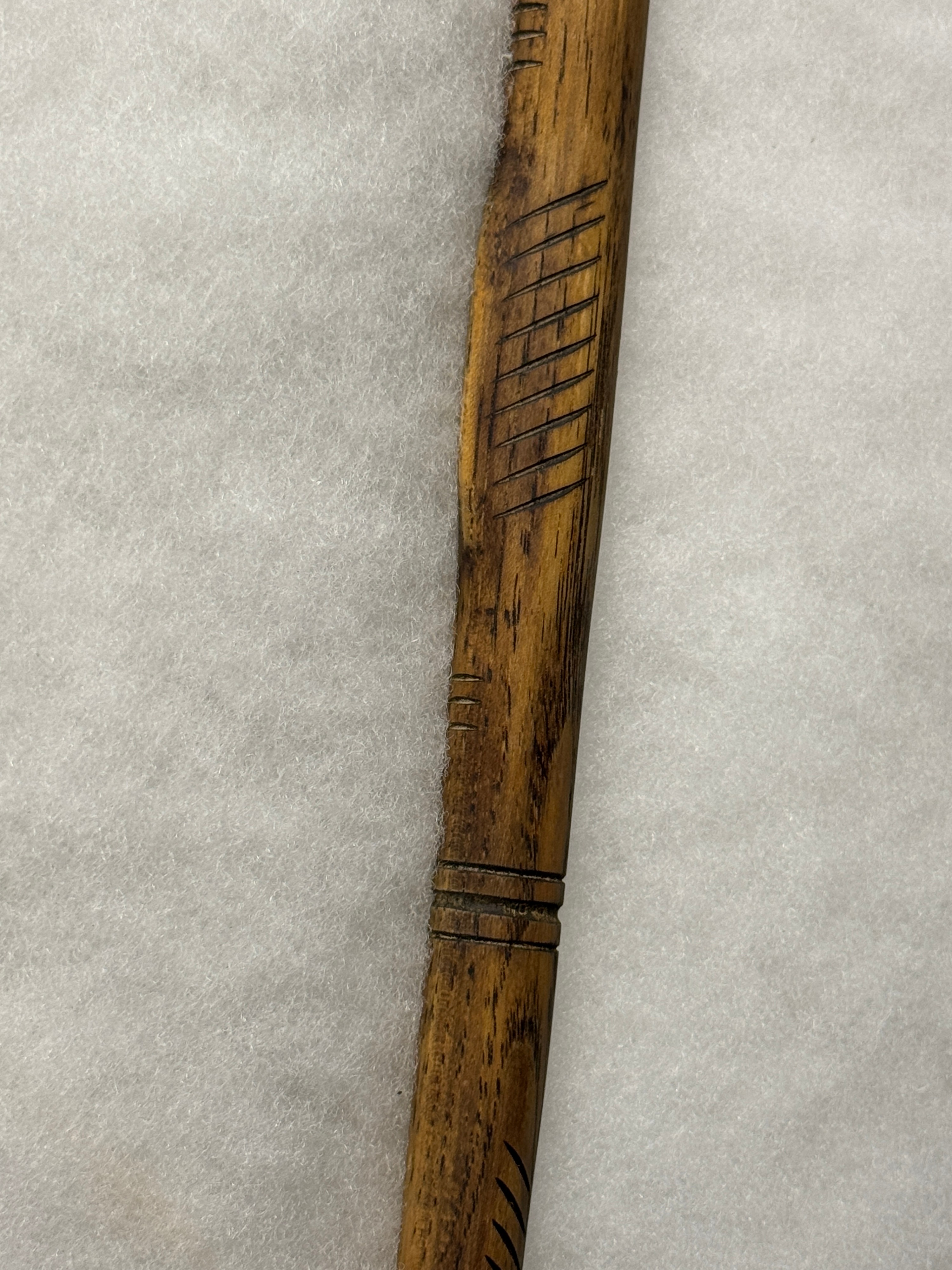 Spiked Tomahawk with Carved Wooden Haft and Bone Butt Cap