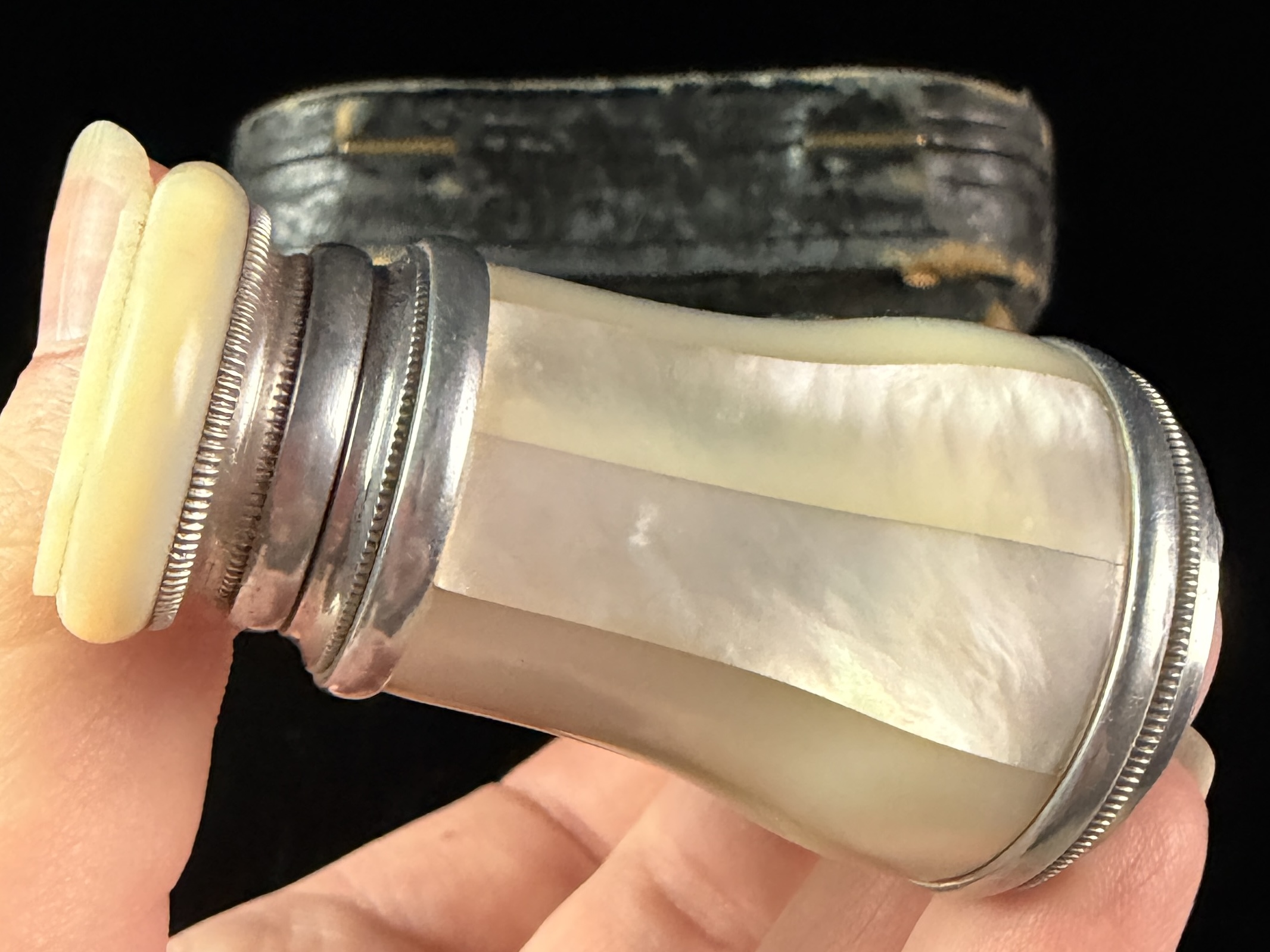 A Pair of Victorian Mother-of-Pearl and Silver-Toned Metal Opera Glasses with Original Fitted Case