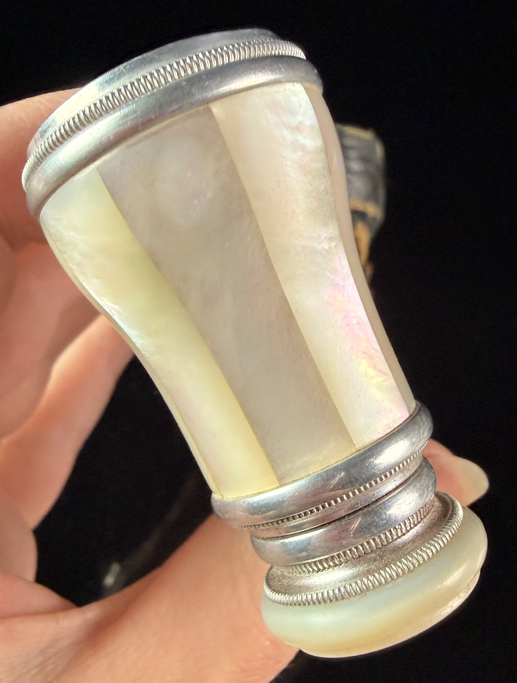 A Pair of Victorian Mother-of-Pearl and Silver-Toned Metal Opera Glasses with Original Fitted Case
