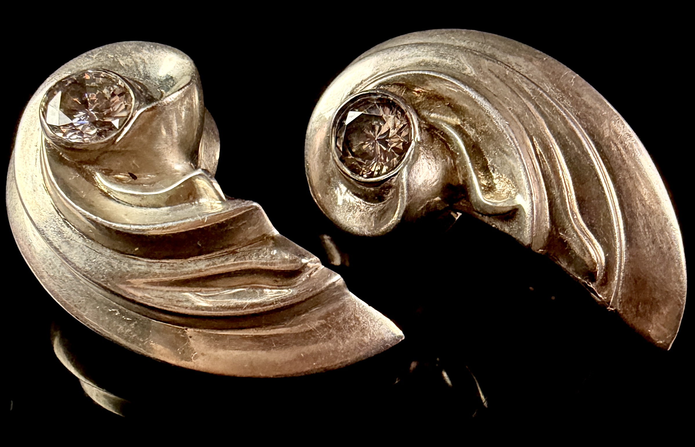 A Pair of Von Musulin Sterling Silver Modernist Clip-On Earrings