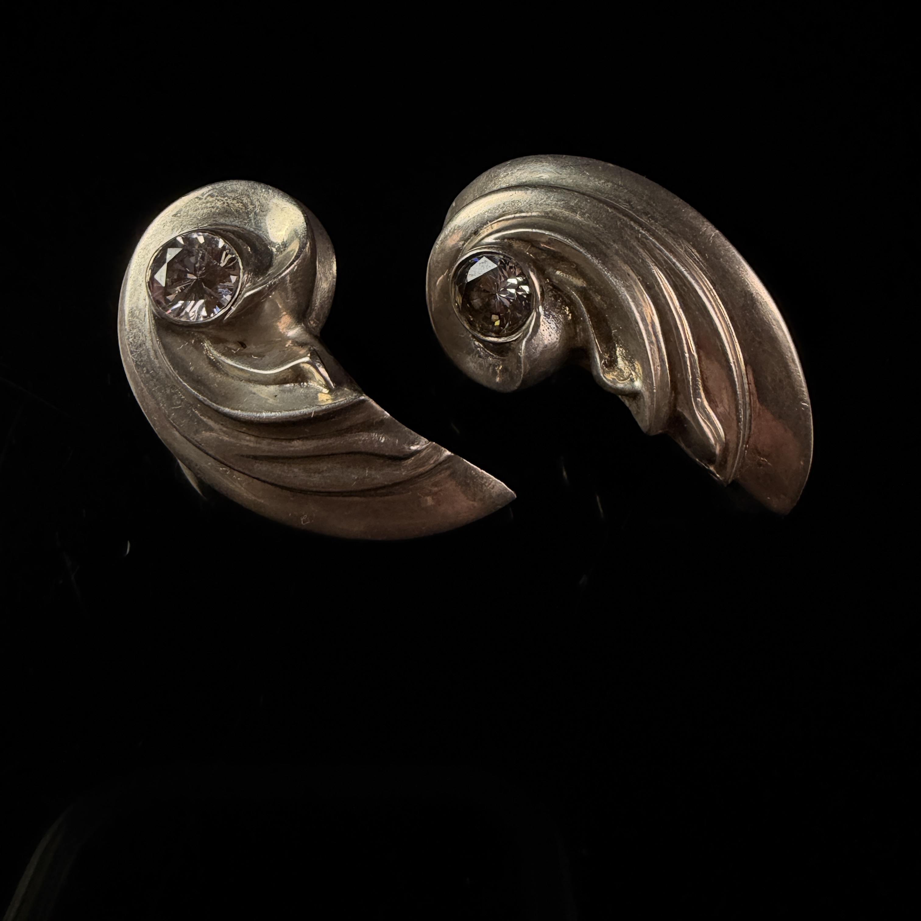 A Pair of Von Musulin Sterling Silver Modernist Clip-On Earrings