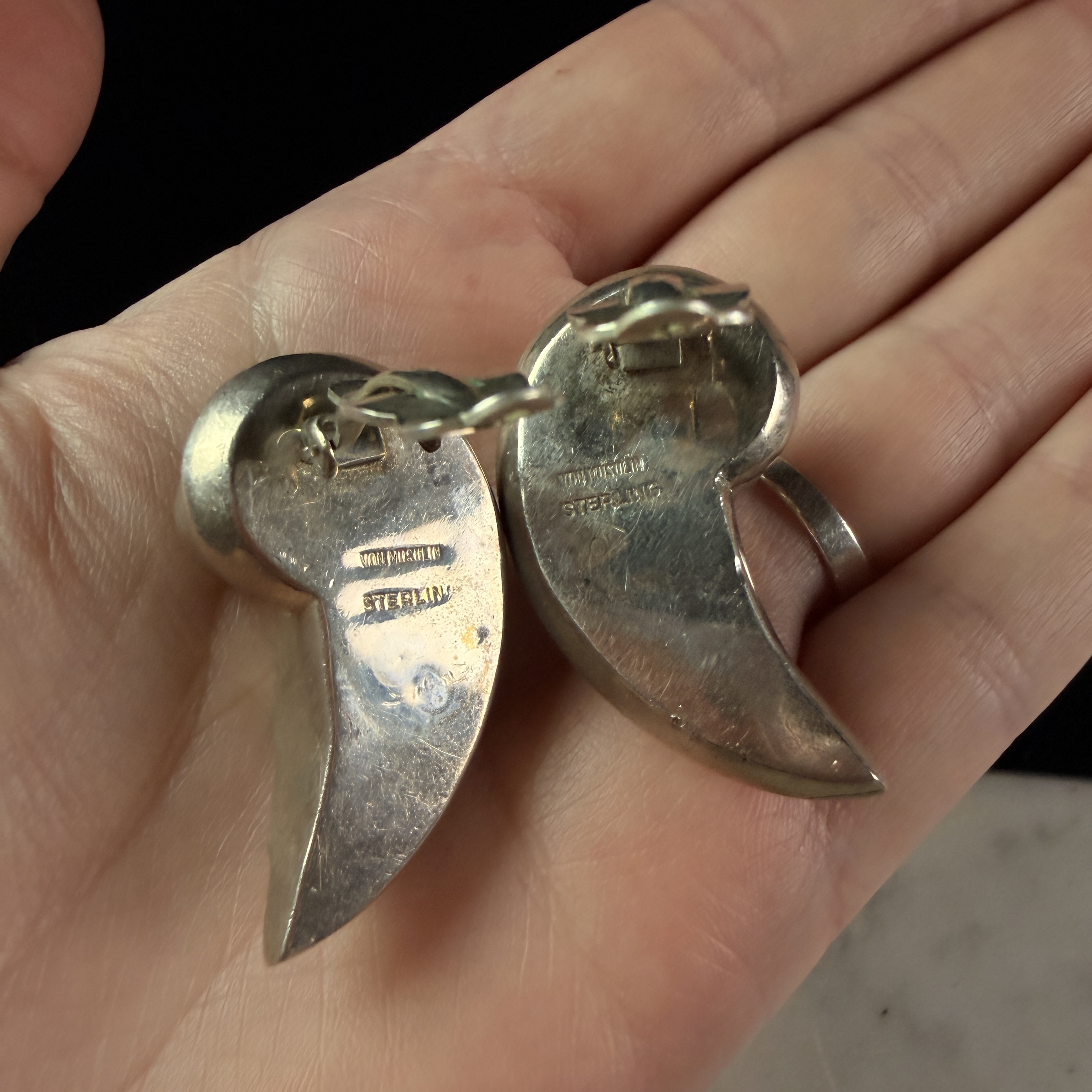 A Pair of Von Musulin Sterling Silver Modernist Clip-On Earrings