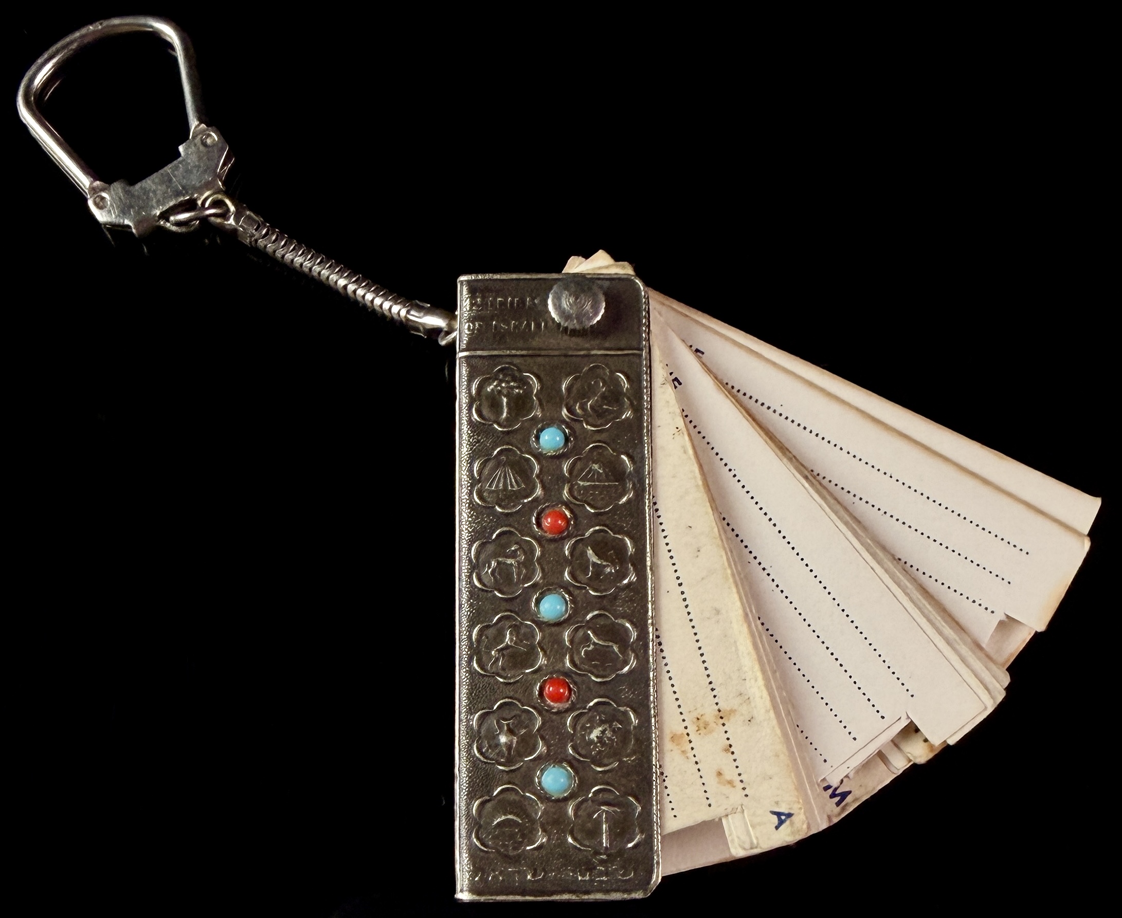 Vintage Israeli Silver Twelve Tribes Address Book Keychain