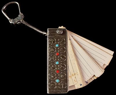 Vintage Israeli Silver Twelve Tribes Address Book Keychain. A vintage silver souvenir address 