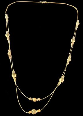 Vintage Two Strand Beaded Heart Motif Costume Necklace. A Korean two-strand costume jewelry 