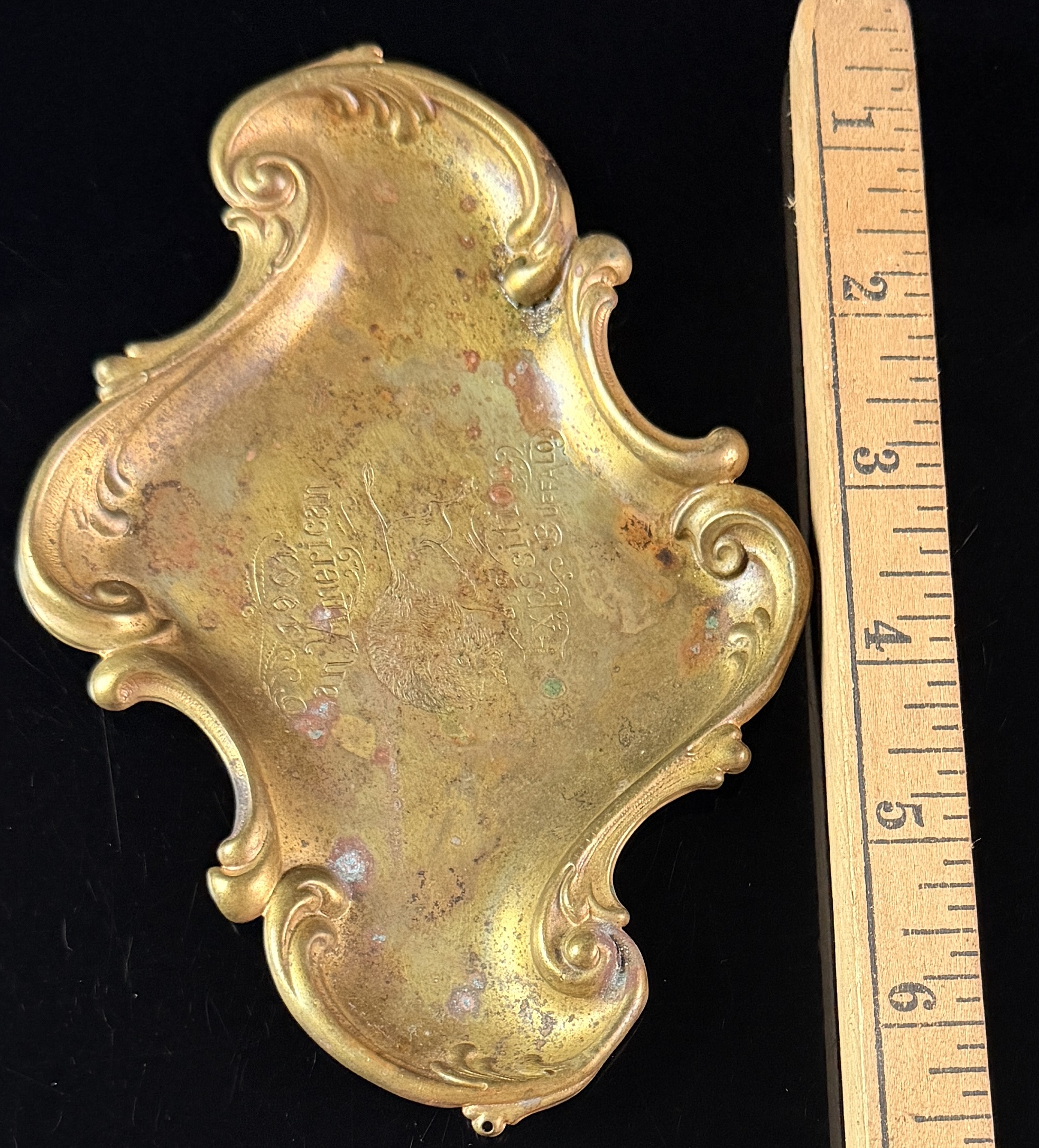 Art Nouveau Gilt Brass 1901 Pan-American Exposition Buffalo Souvenir Tray