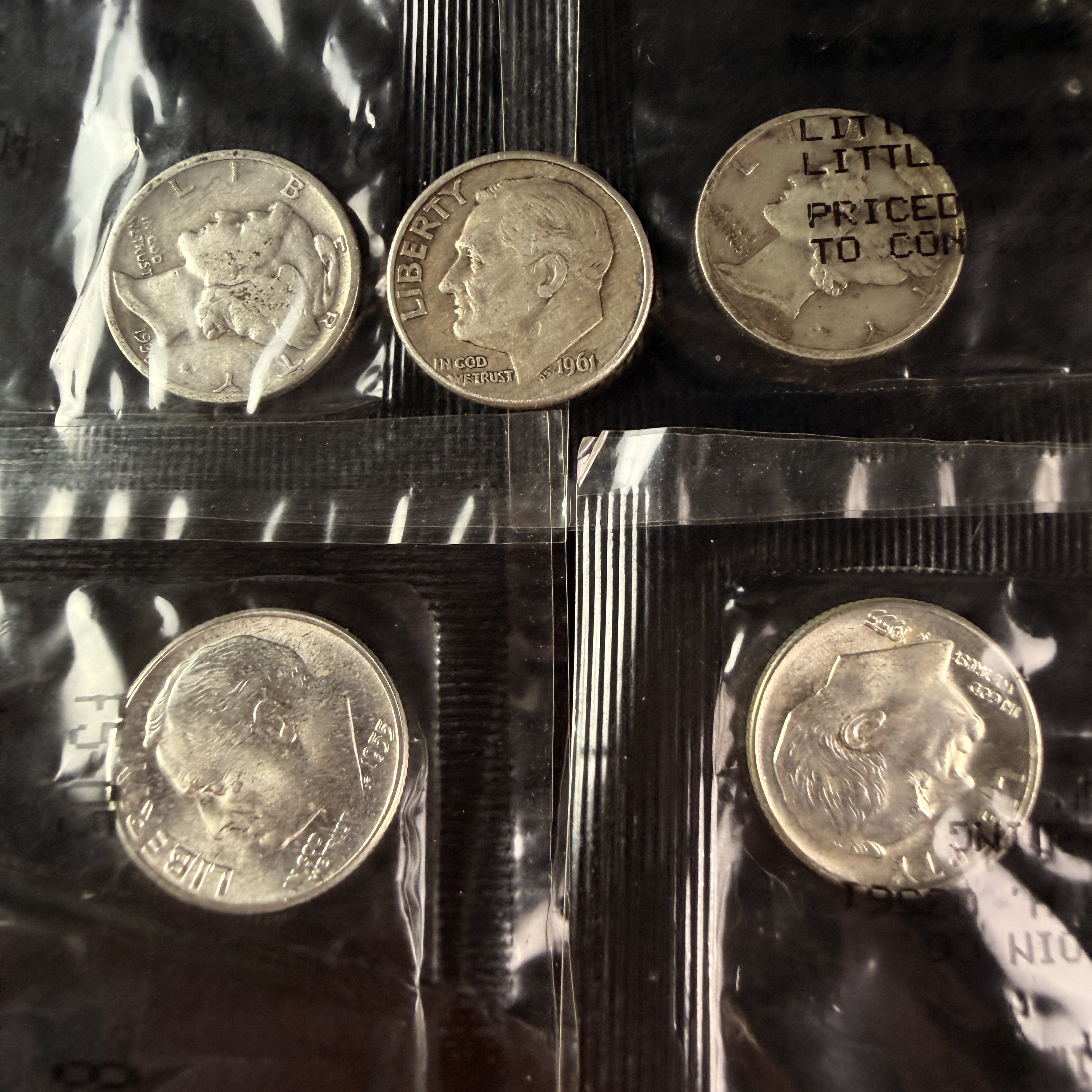 A Group of US Silver Roosevelt and Mercury Dimes from Littleton Coin Co.
