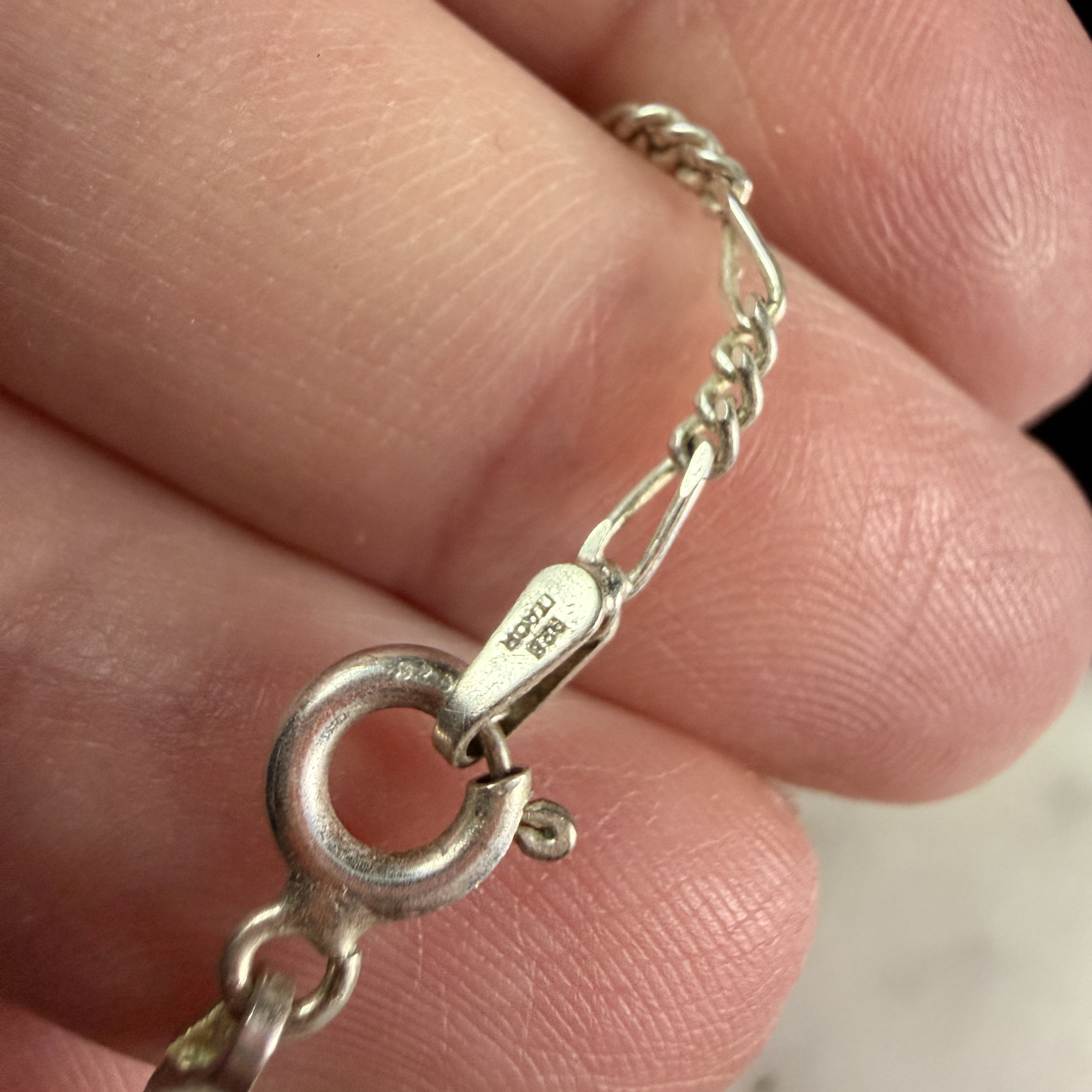 Boos Taxco Sterling Silver Brutalist Bar Pendant on Italian Figaro Chain