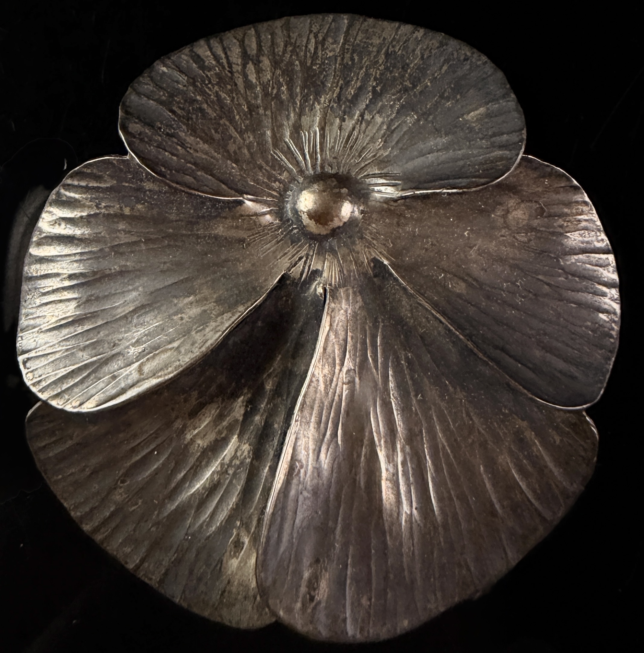Vintage Sterling Silver Pansy Flower Brooch