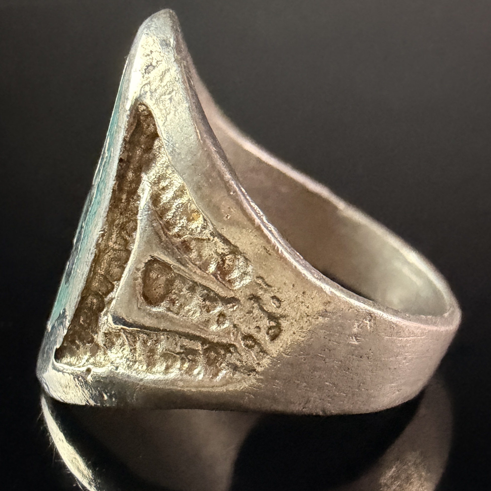 Southwestern Style Sterling Silver Multi-Stone Chip Inlay Signet Ring