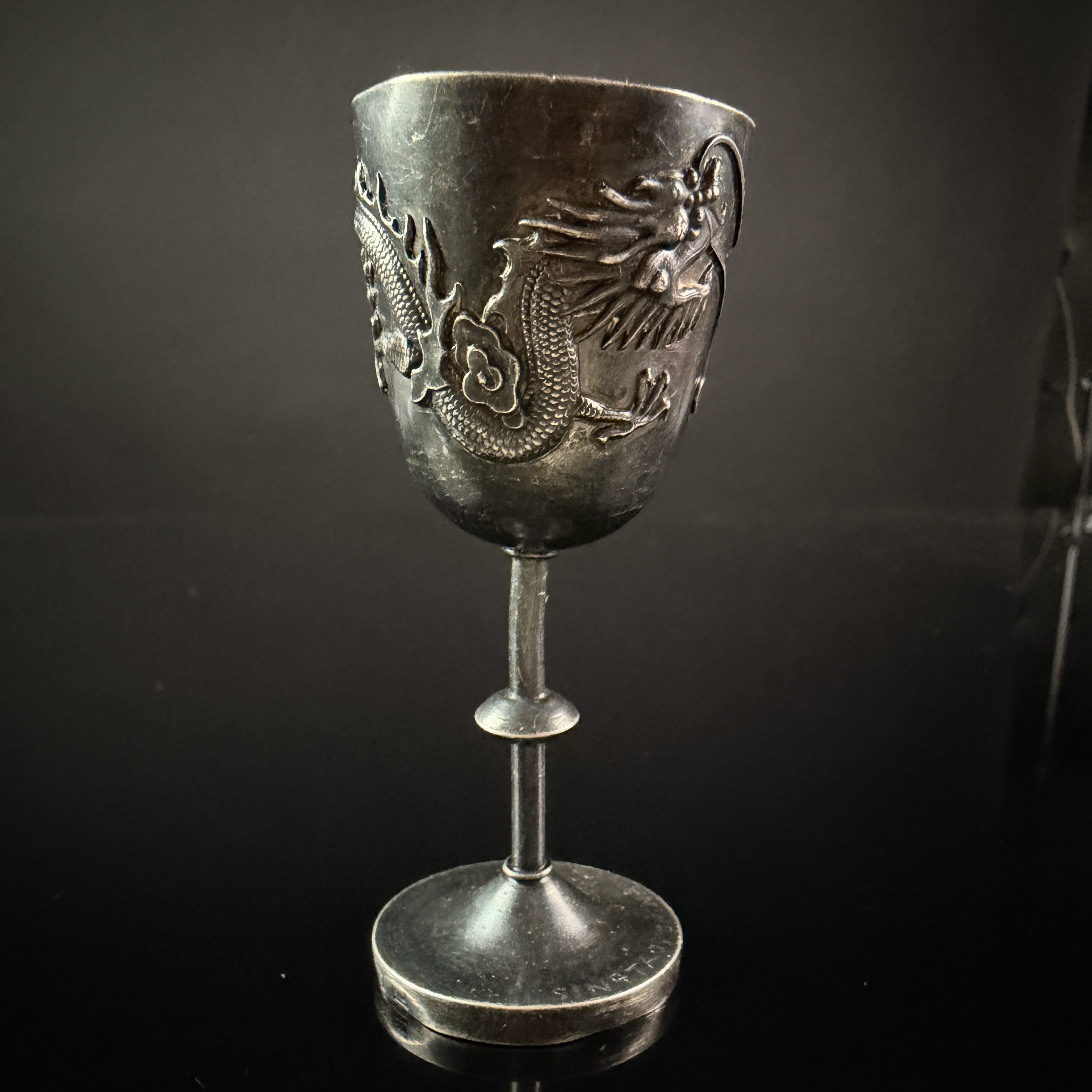 Chinese Export Silver Dragon Cordial Cup, Tsingtau, China, 1945