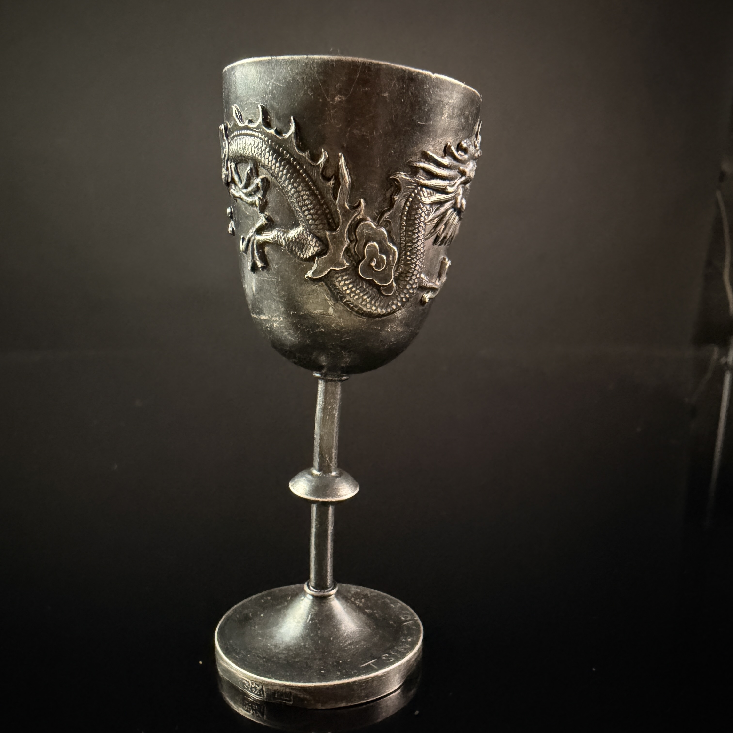 Chinese Export Silver Dragon Cordial Cup, Tsingtau, China, 1945