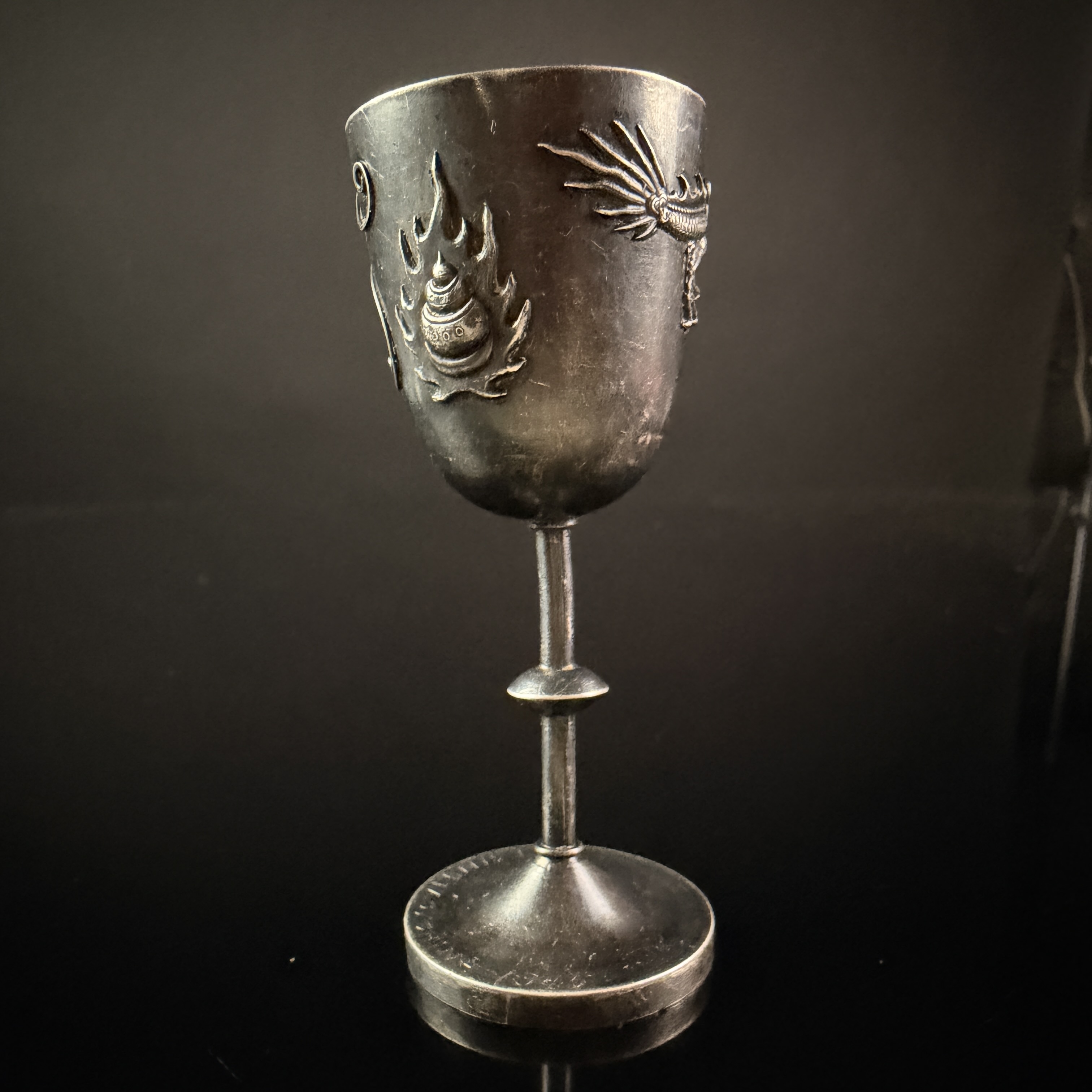 Chinese Export Silver Dragon Cordial Cup, Tsingtau, China, 1945