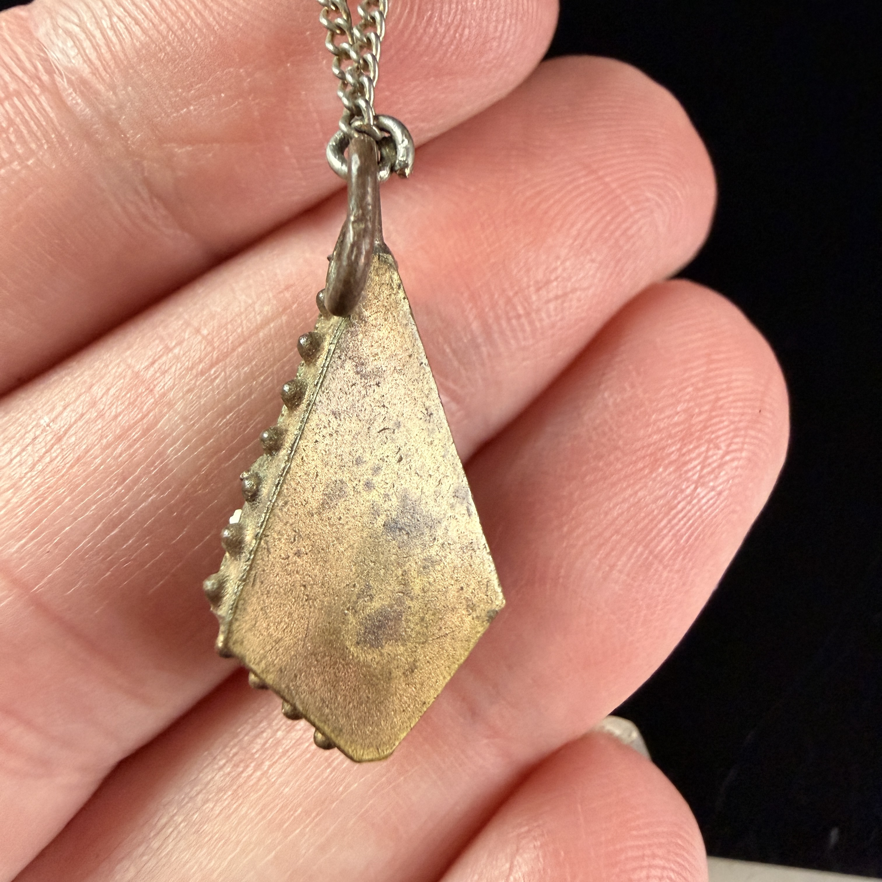 Vintage Italian Micro Mosaic Teardrop Pendant Necklace