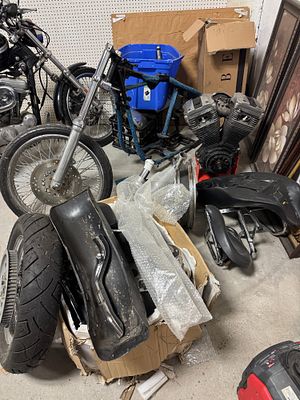 Project Bike Assortment Including Evolution V-Twin Engine and Softail Style Frame. A 