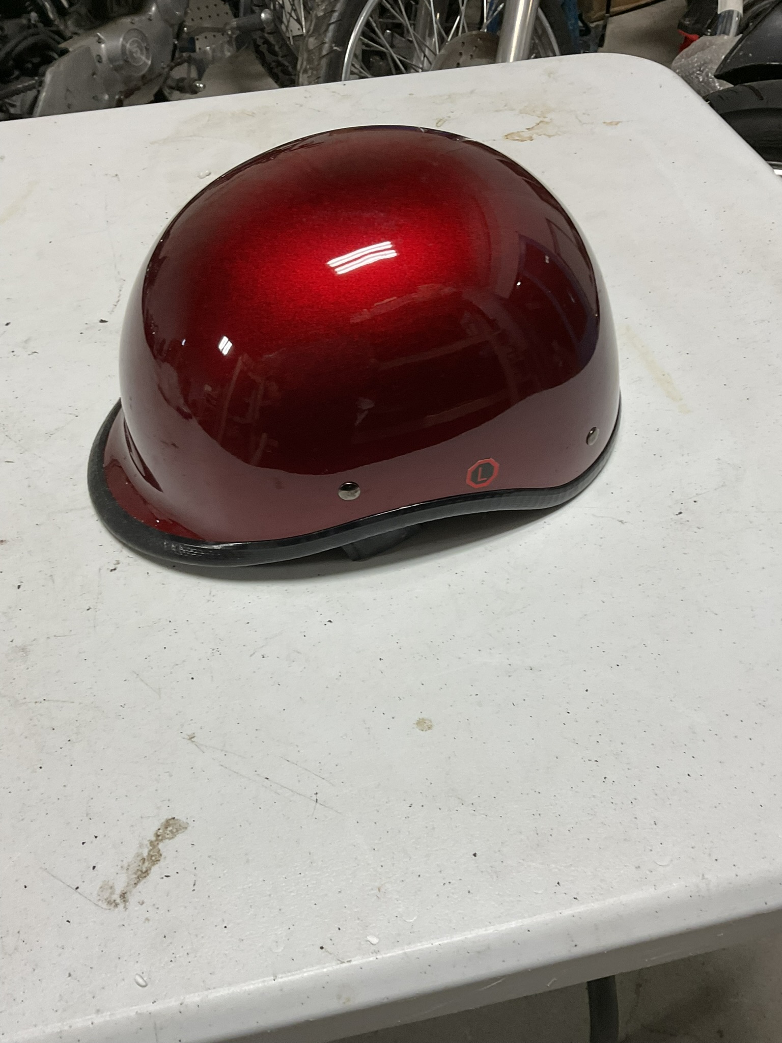Large Metallic Red Flake Motorcycle Half Shell Helmet